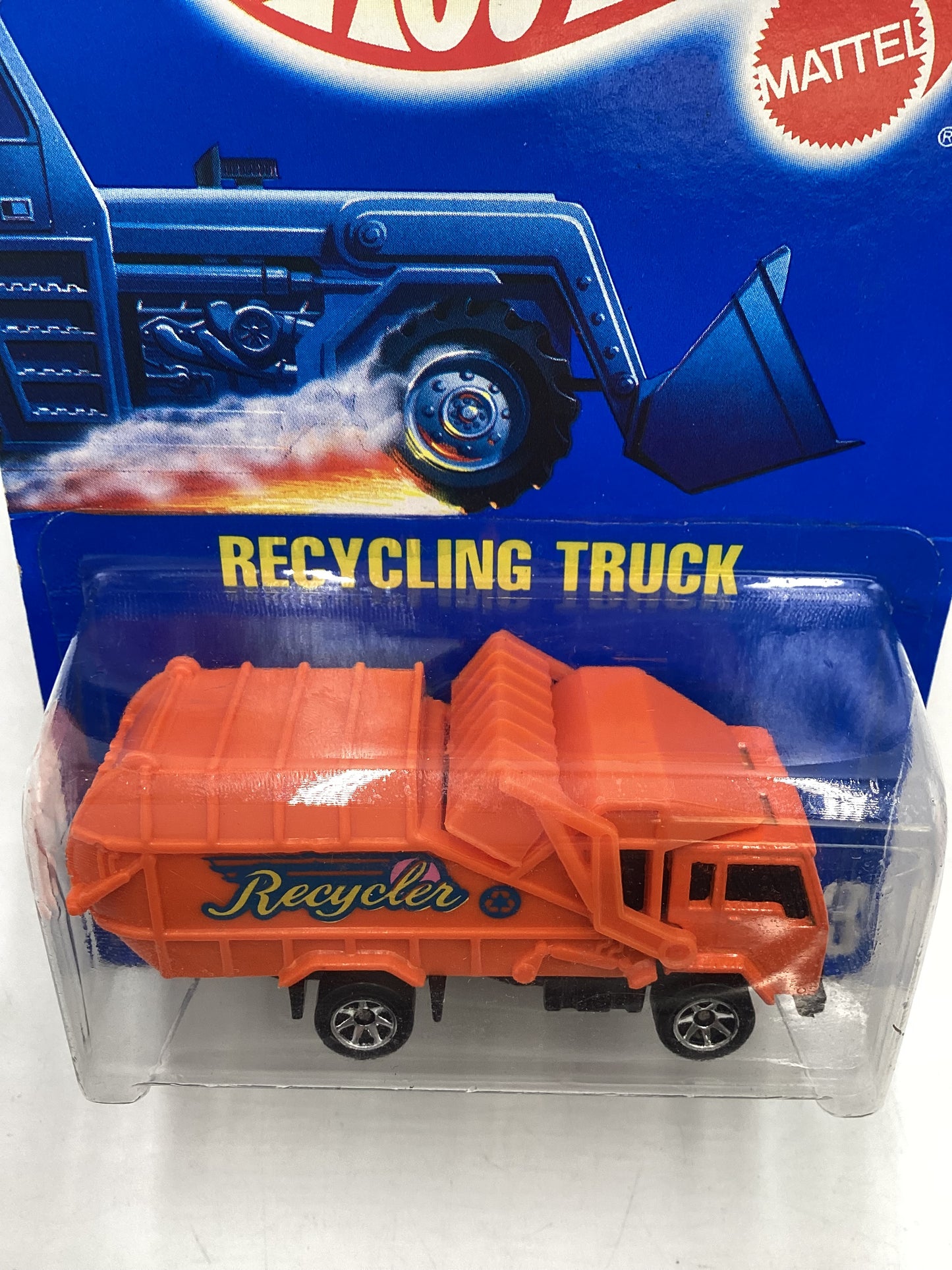 Hot Wheels Blue Card New Model Collector  No. 143 Recycling Truck Orange 7SP Wheels 239G