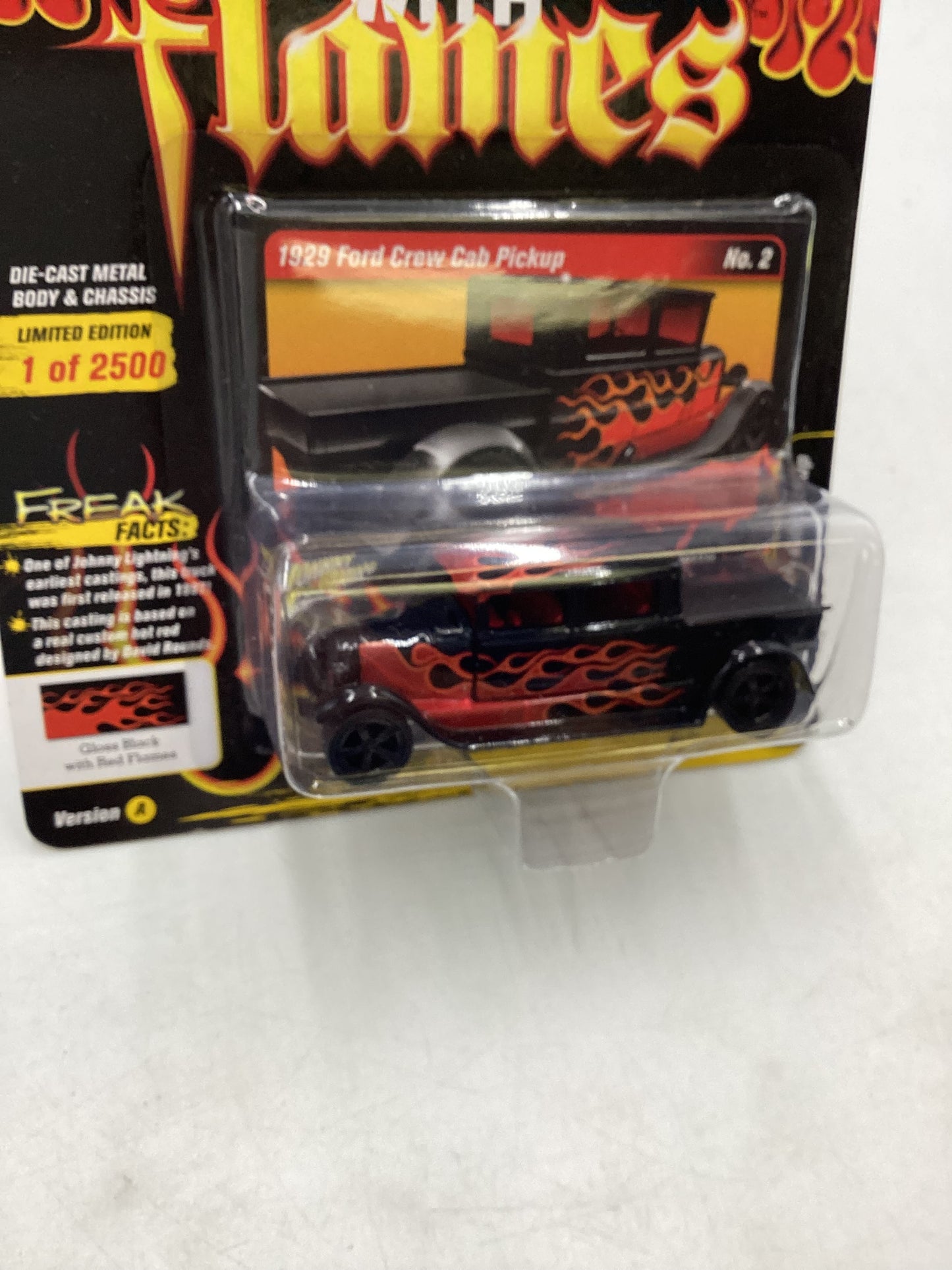 Johnny Lightning Street freaks 1929 Ford Crew Cab Pickup Black with Red Flames