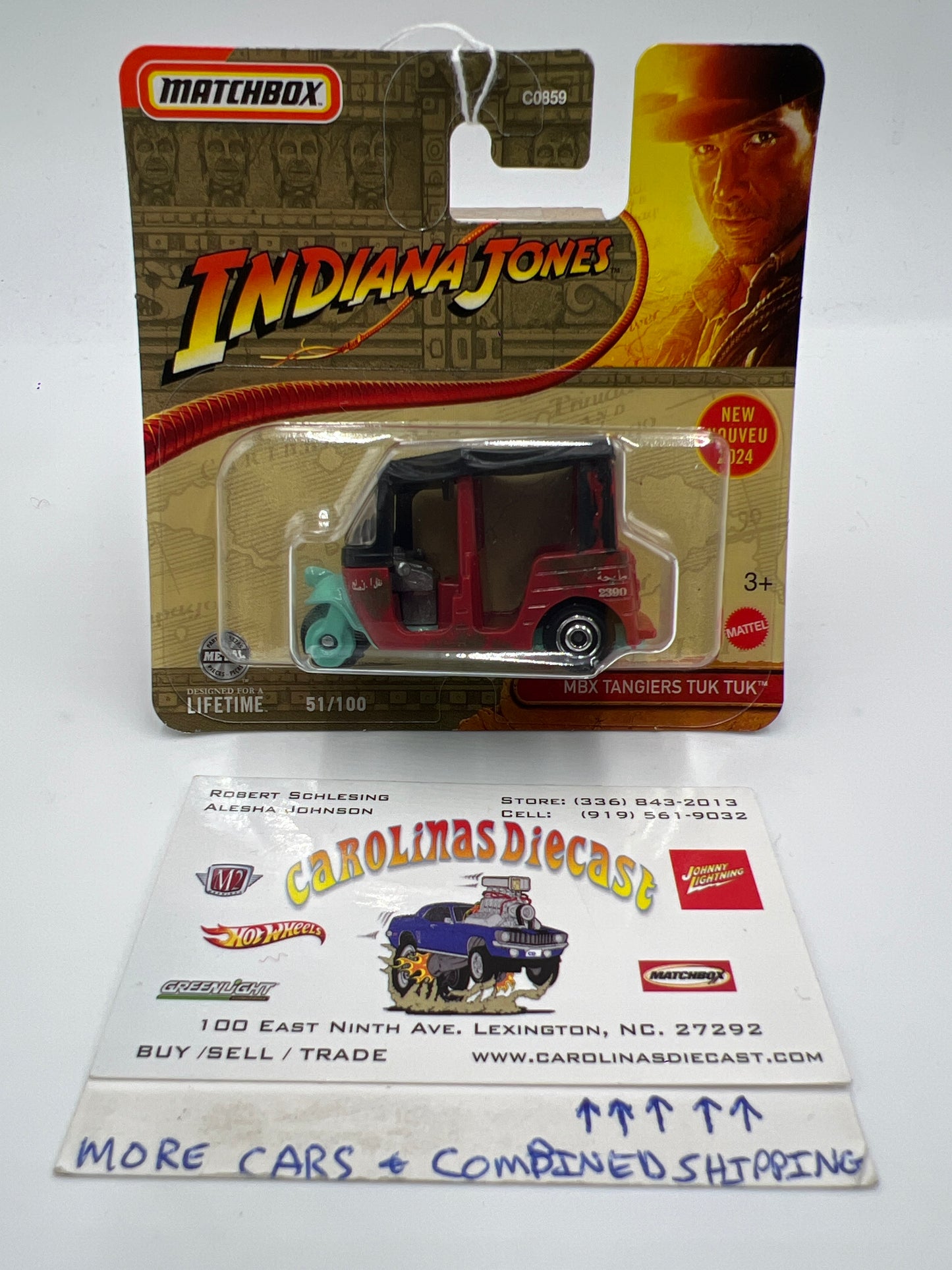 2024 Matchbox #51 Indiana Jones MBX Tangiers Tuk Tuk Red Short Card 212B