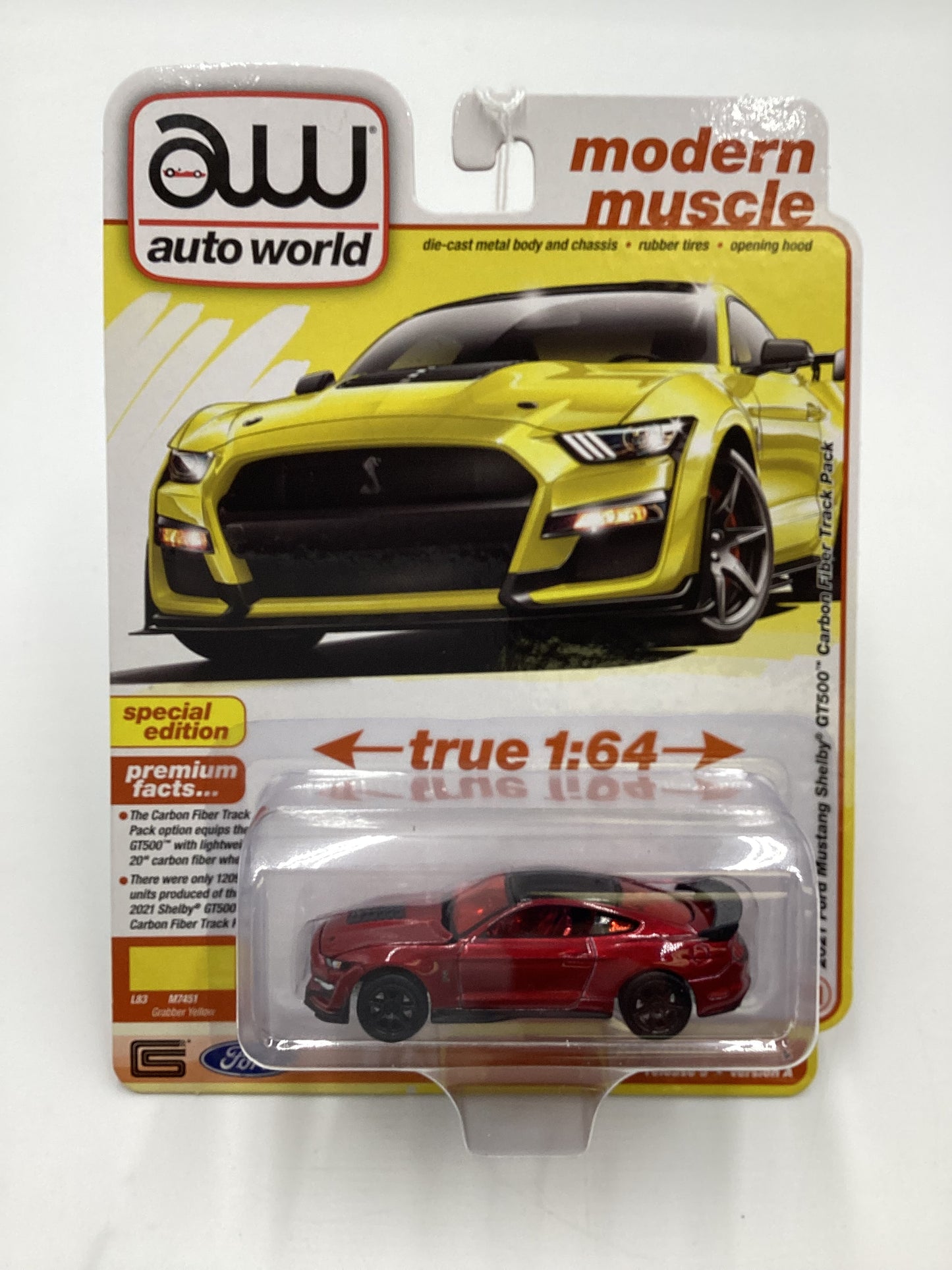 Auto World Modern Muscle Release 5 Version A 2021 Shelby GT-500 Carbon Fiber Track Pack Ultra Red Chase