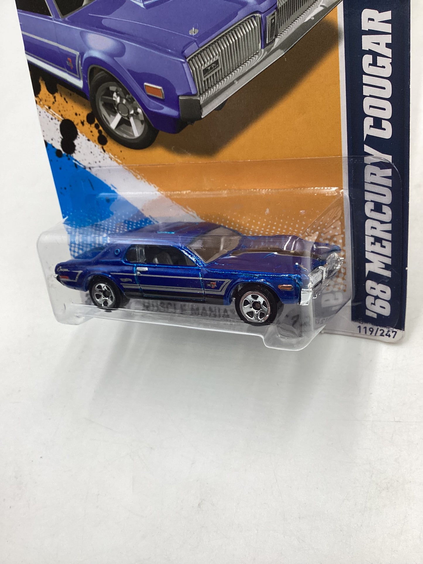 2012 Hot Wheels Muscle Mania Ford #119 68 Mercury Cougar Blue (5SP Wheels) 40D