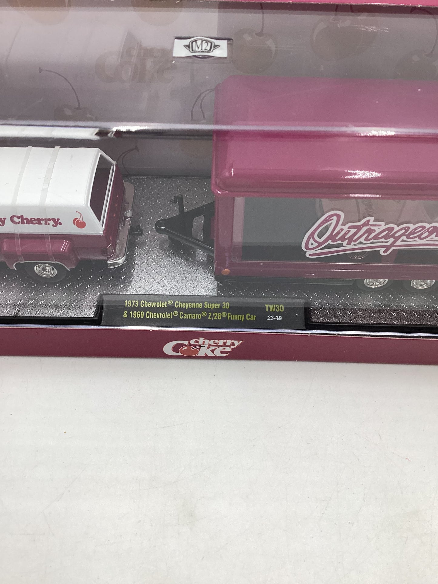 M2 Hauler Cherry Coke 1973 Chevrolet Cheyenne Super 30 & 1969 Chevrolet Camaro Z28 Funny Car TW30