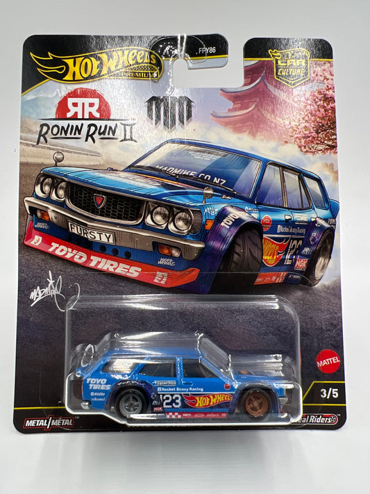 2025 Hot Wheels Premium Ronin Run II #3 Mad Mike Mazda RX-3 Wagon Blue 259i
