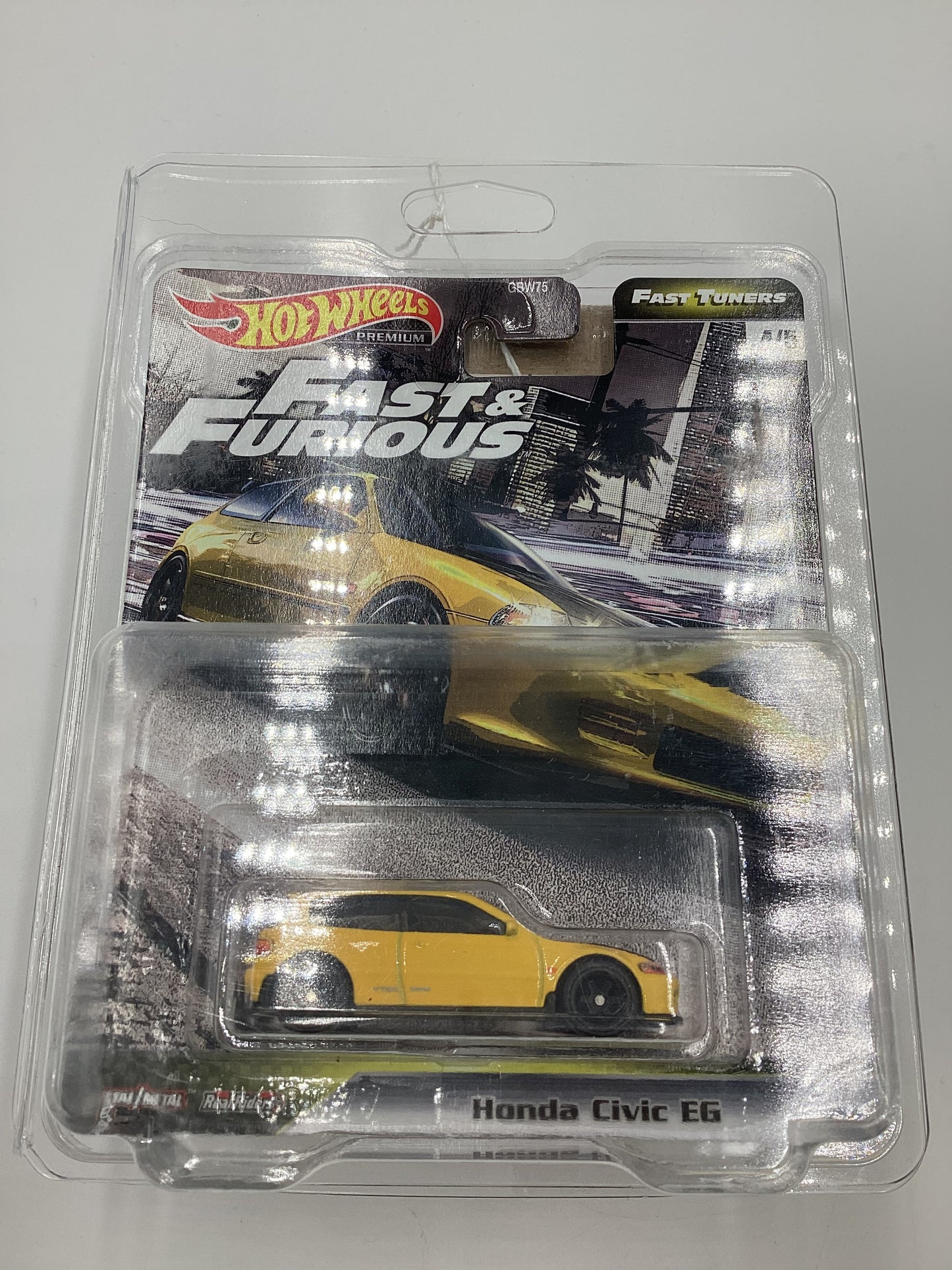 Hot Wheels Premium  Fast & Furious Fast Tuners #4 Honda Civic EG Yellow W/Protector