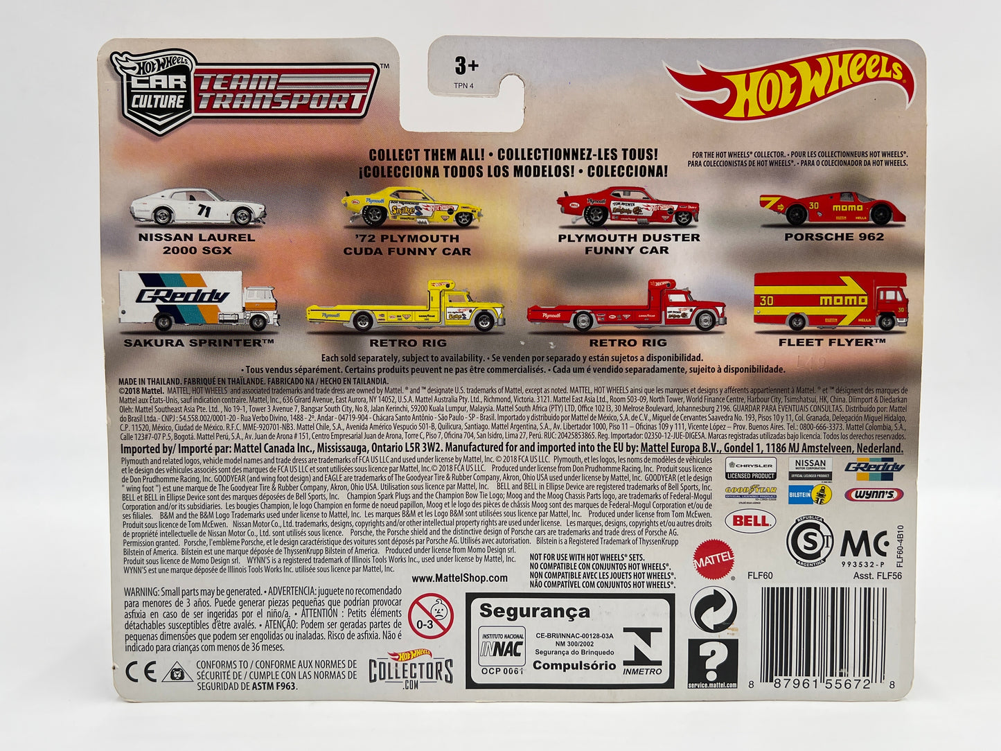 Hot Wheels Team Transport #6 Porsche 962 & Fleet Flyer Momo W/Protector