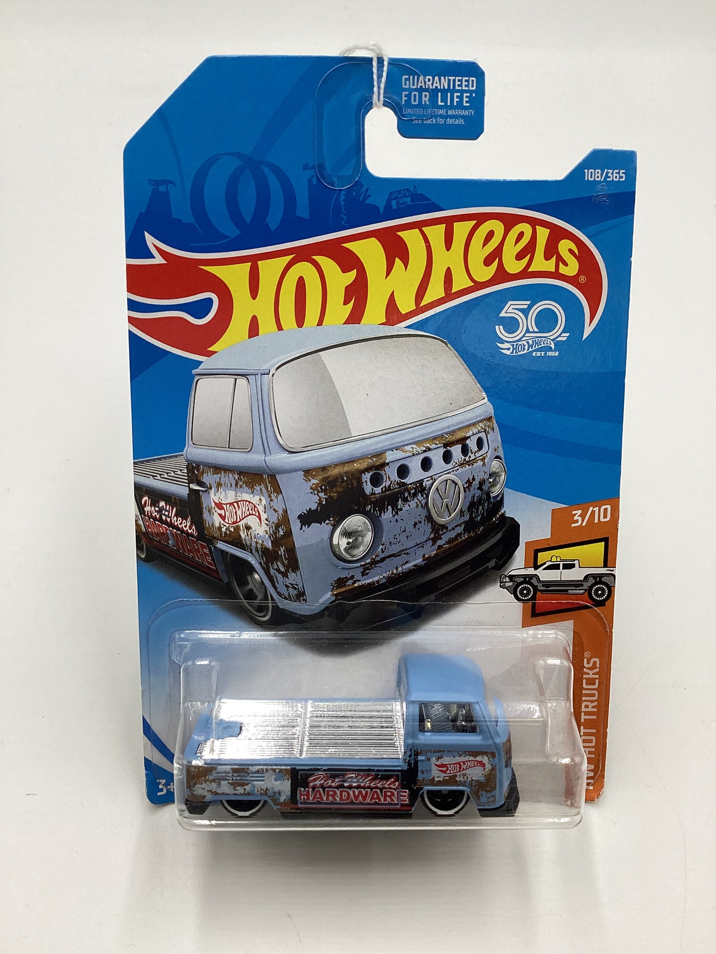 2018 Hot Wheels Hot Trucks #297 Volkswagen T2 Pickup Light Blue 96C