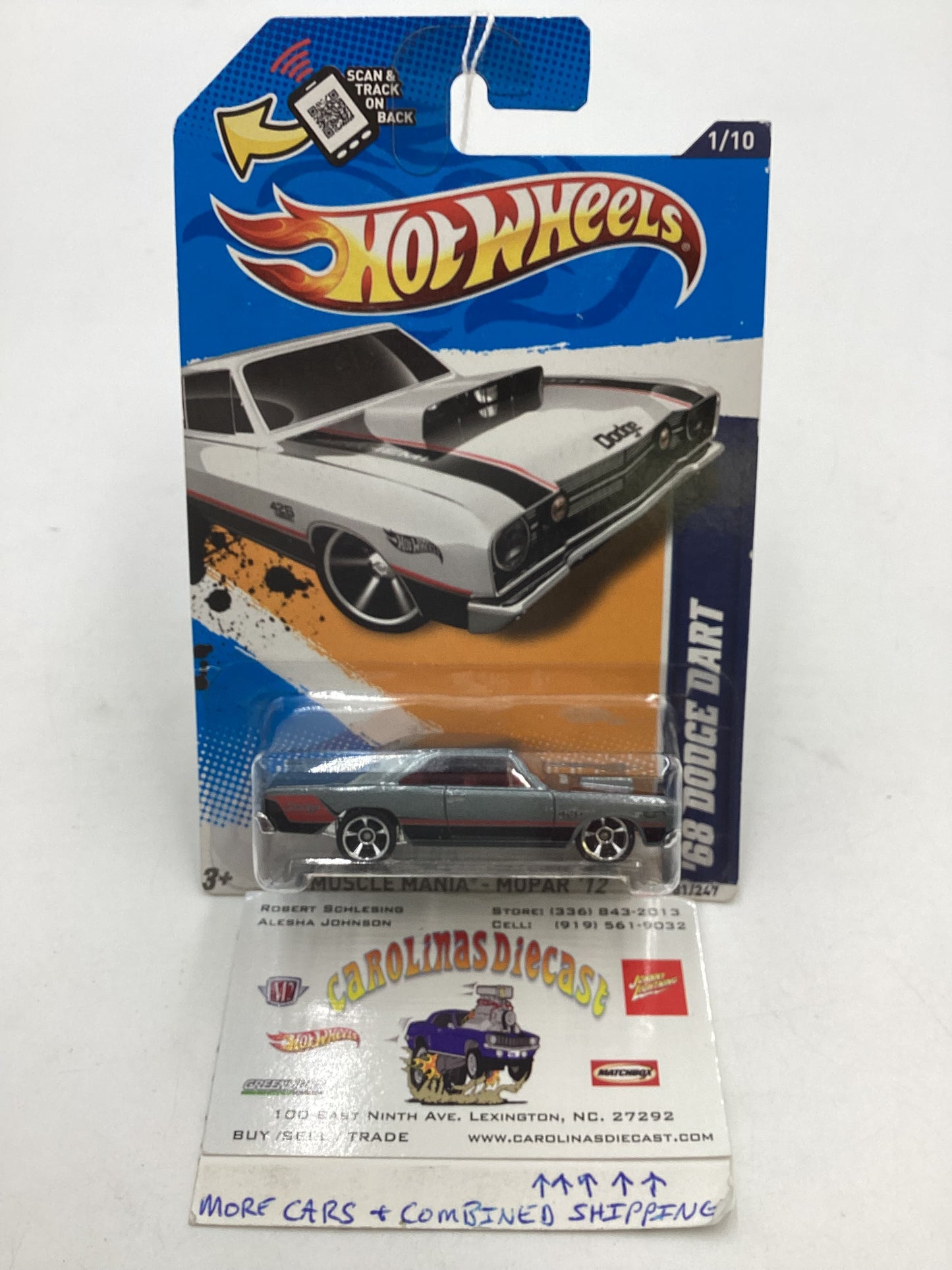 2012 Hot Wheels Muscle Mania Mopar #81 68 Dodge Dart Silver 36D