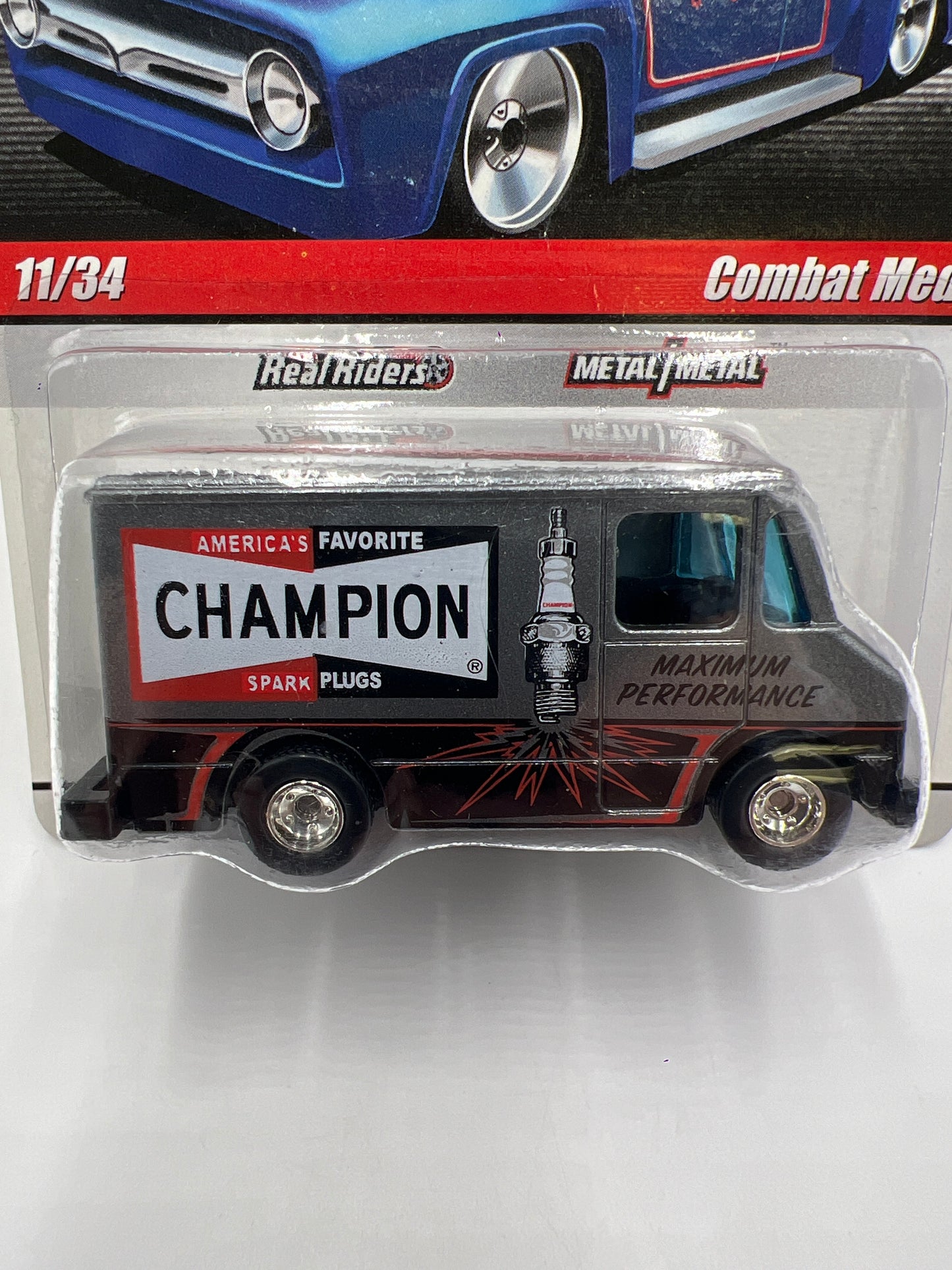 Hot Wheels Premium Delivery Series #11 Combat Medic Champion Spark Plugs Silver