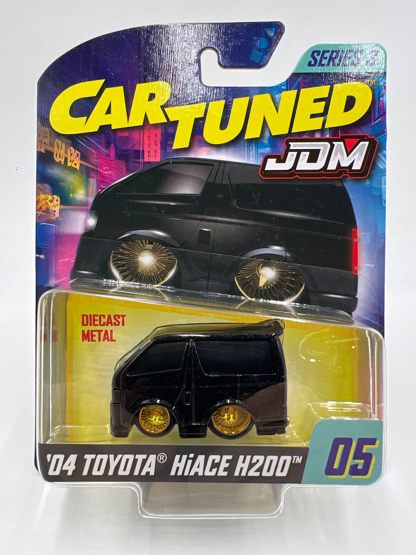 2025 MGA Car Tuned JDM Series 3 #5 04 Toyota HiAce H200 Black