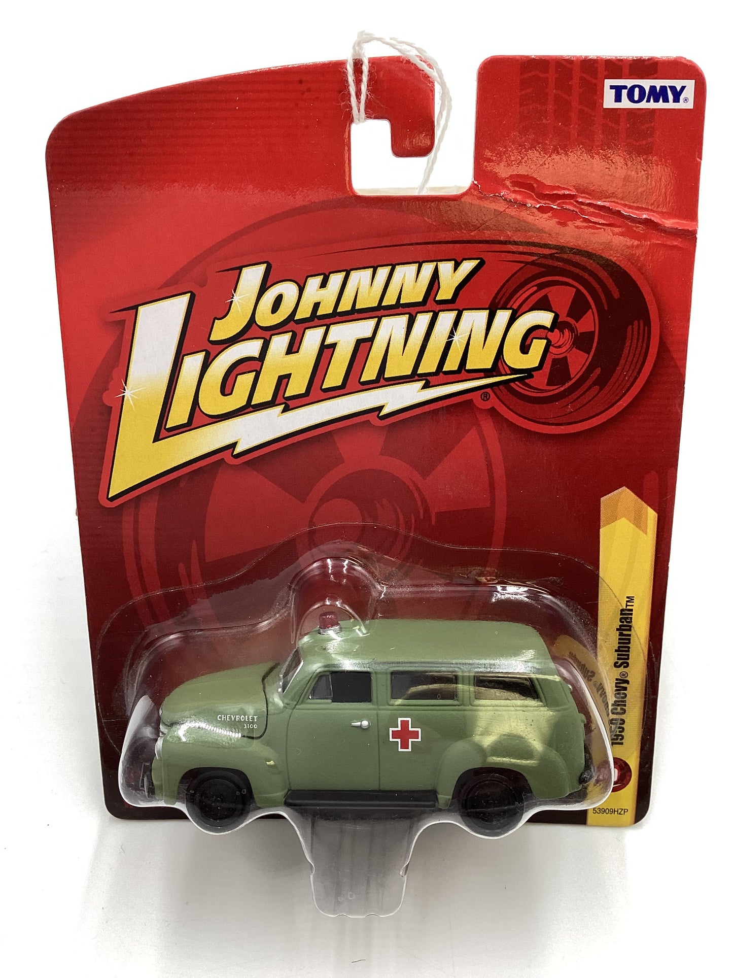 Johnny lightning Tomy #20 Chevy 1950 Chevy Suburban Army Green Vein Top Right 227H