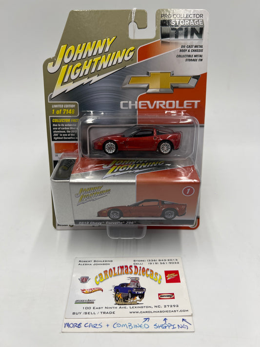 Johnny Lightning Storage Tin Release 1 Version B #1 2012 Chevy Corvette Z06 Orange 228F