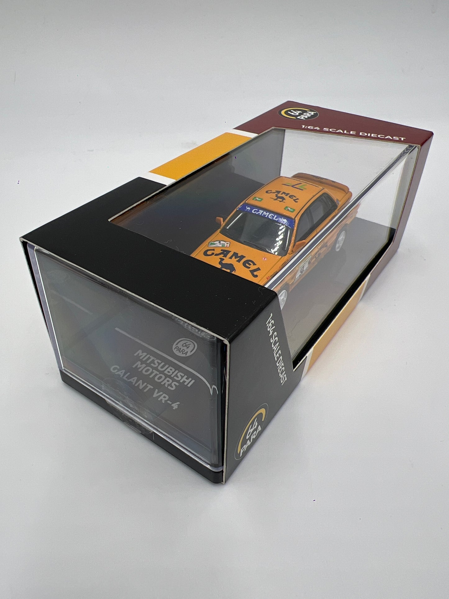 Para64 1:64 Scale Diecast Mitsubishi Motors 1988 Mitsubishi Galant VR-4 Yellow Camel