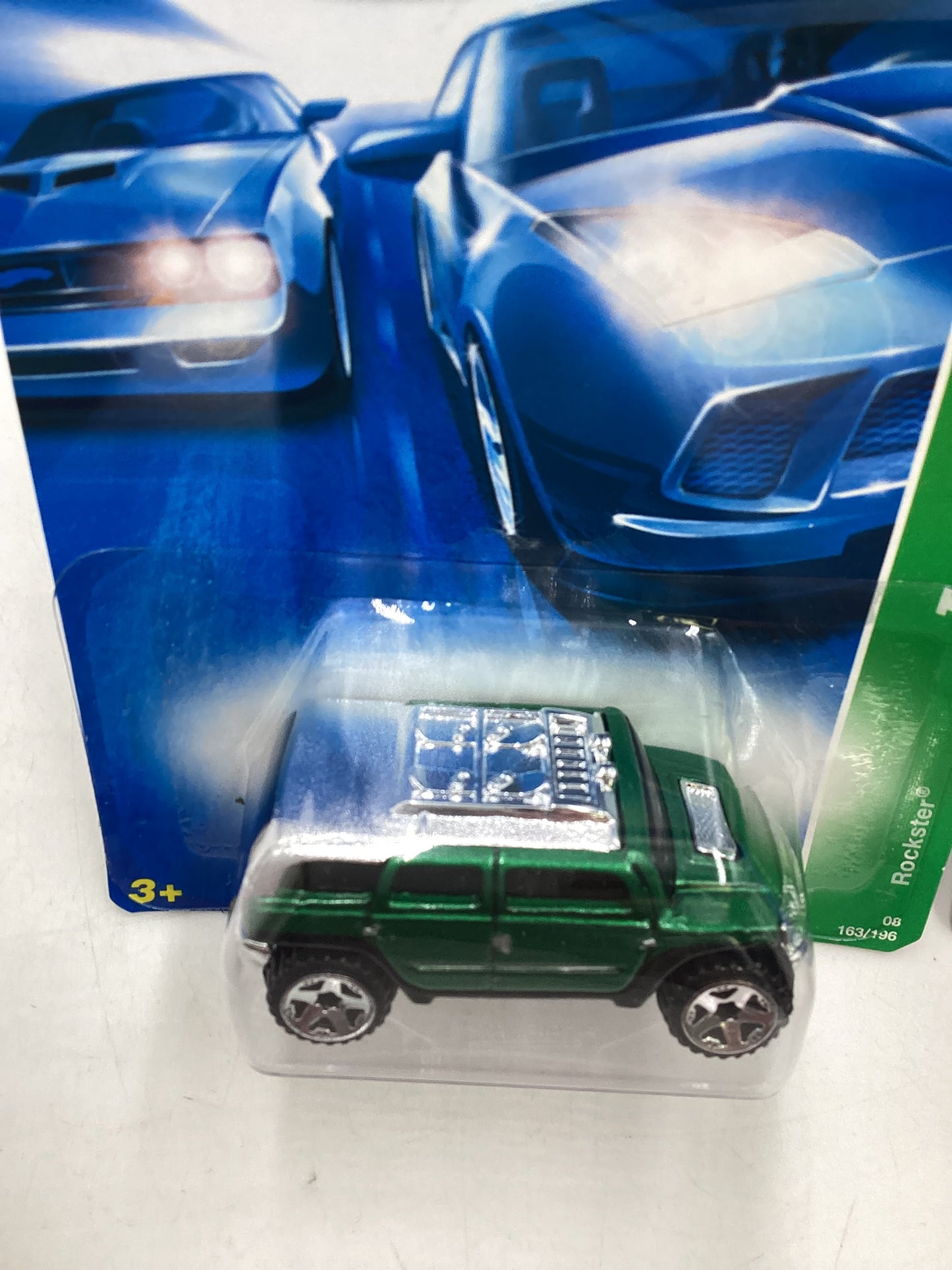 2008 Hot Wheels Super Treasure Hunt + Treasure Hunt Rockster Green #163 with protector