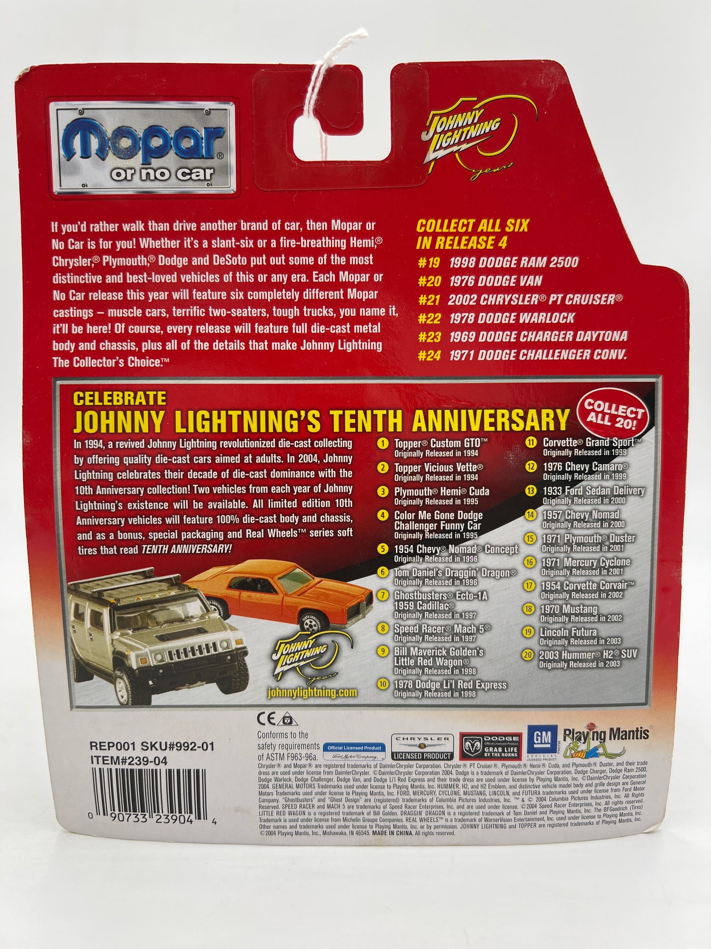 Johnny Lightning Mopar Or No Car #23 1969 Dodge Charger Daytona Red 229A