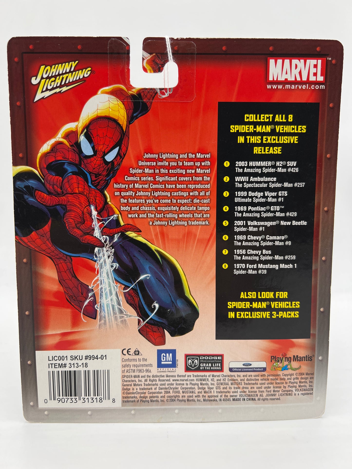 Johnny Lightning White Lightning Chase Marvel Spider-Man #8 1970 Ford Mustang Mach 1 Silver