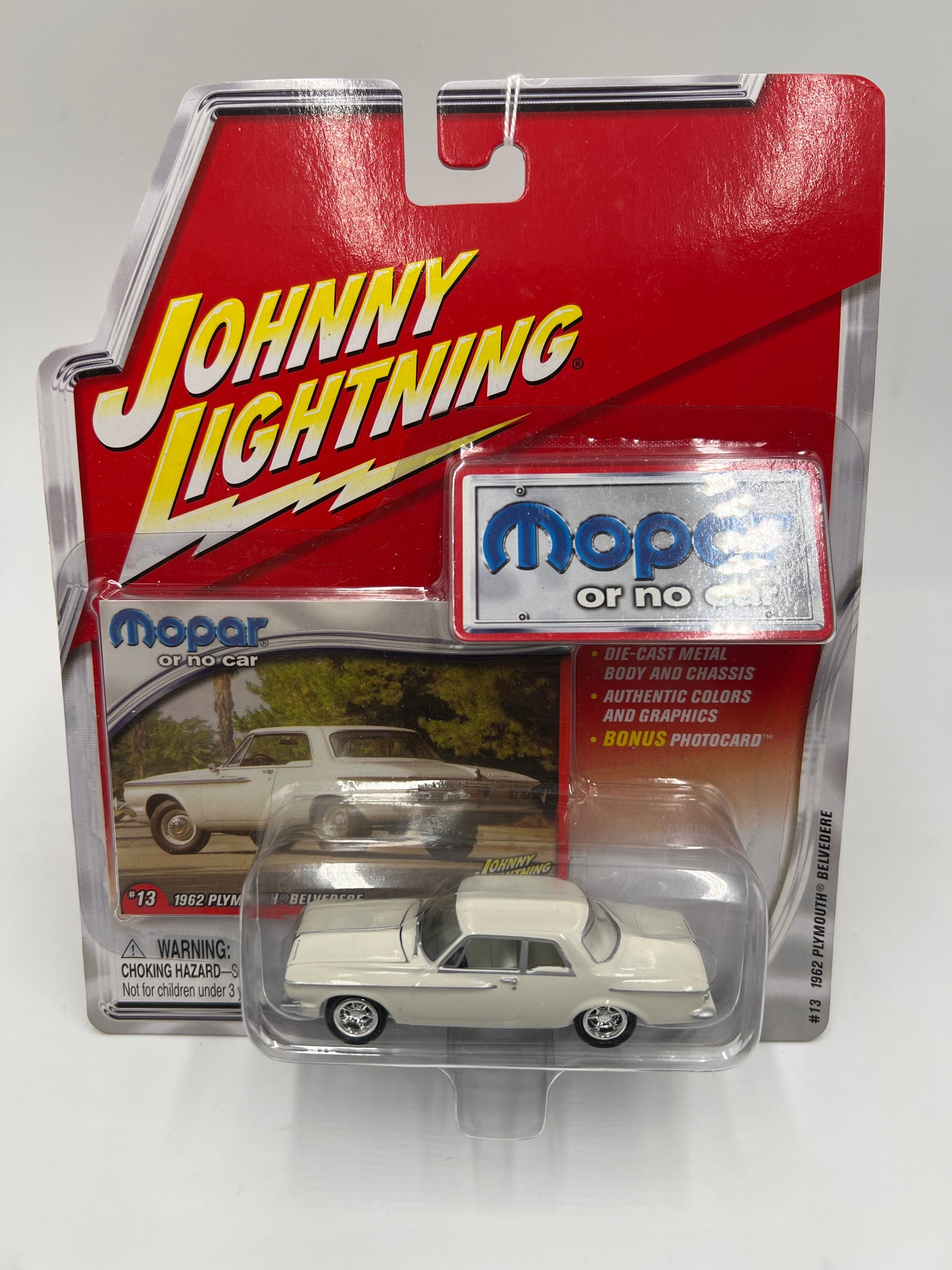 Johnny Lightning White Lightning Chase Mopar Or No Car #13 1962 Plymouth Belvedere White