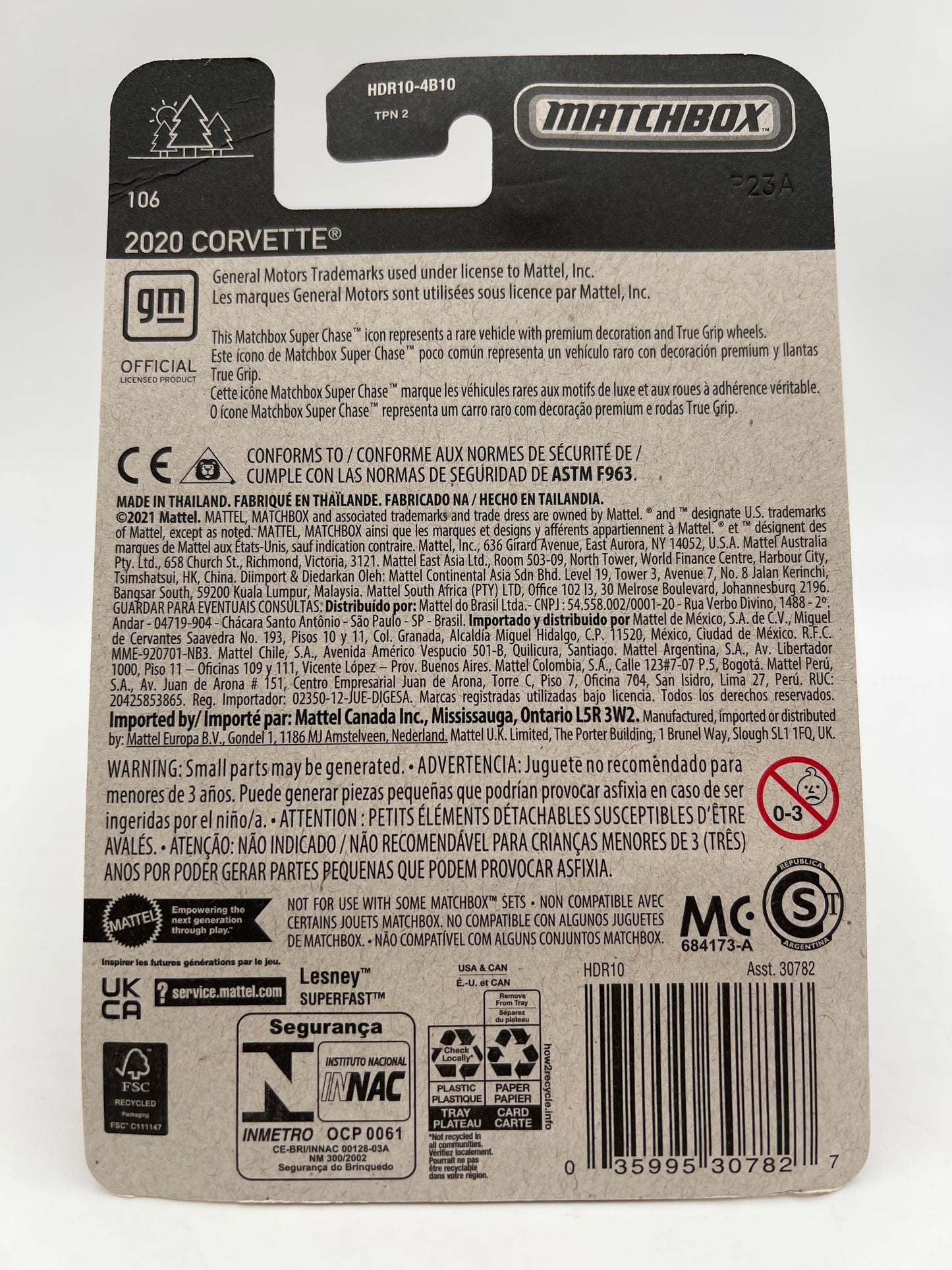 Matchbox Super Chase #106 2020 Corvette C8 White W/Protector