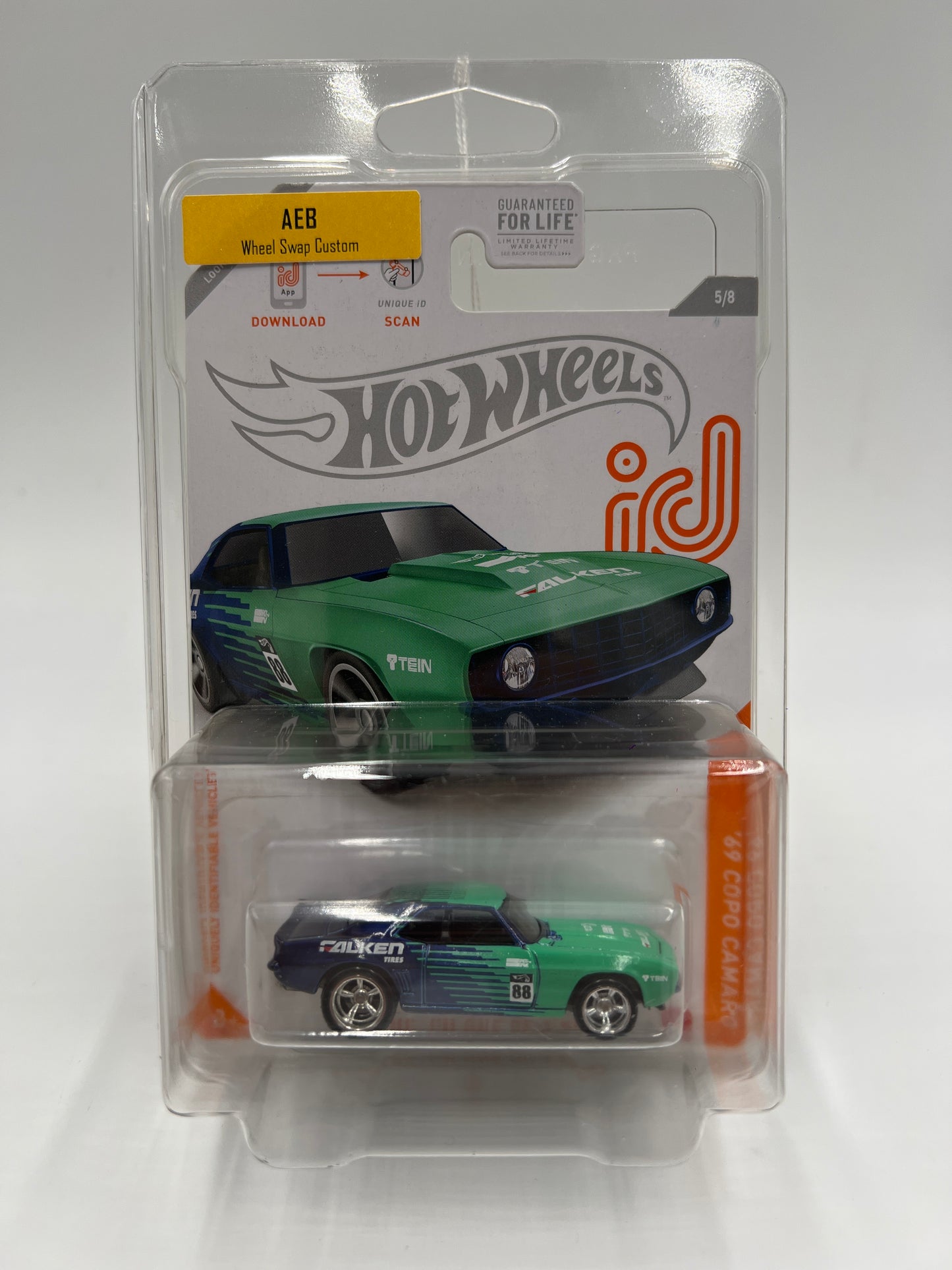 Hot Wheels 69 Copo Camaro Falken iD Chase Wheel Swap Custom On Card W/Protector SR