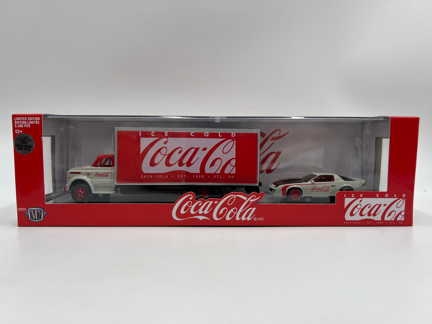 M2 Machines Auto Haulers CHASE Coca Cola 1968 Chevrolet C60 Truck & 1985 Chevrolet Camaro IROC-Z TW19