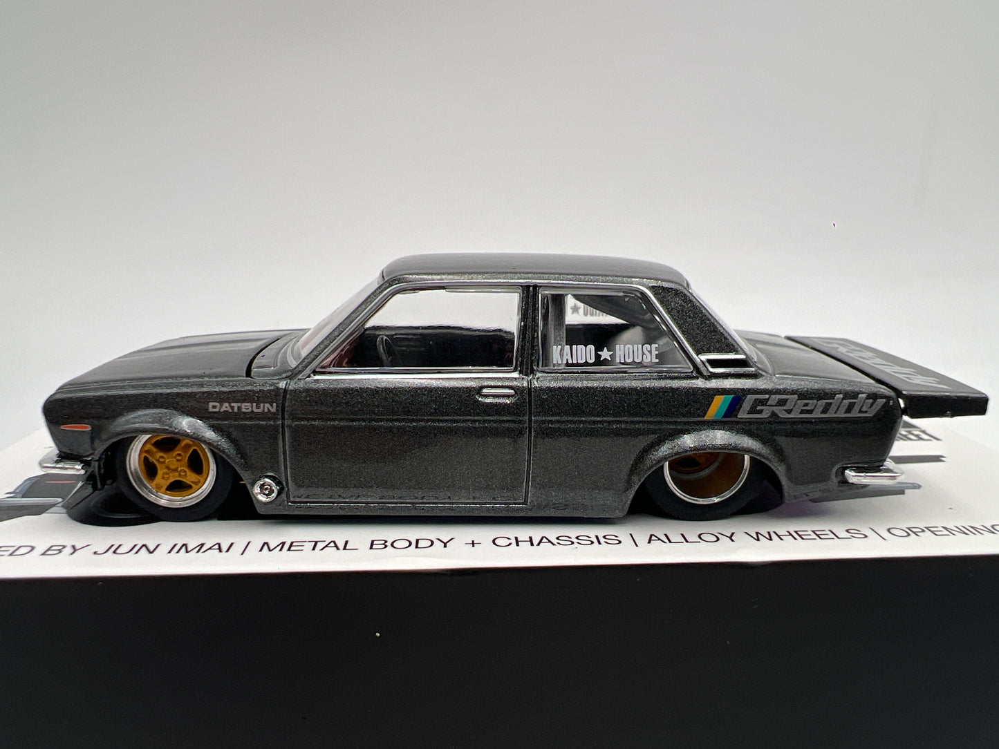 Mini GT Kaido House #017 Datsun 510 Pro Street Gray