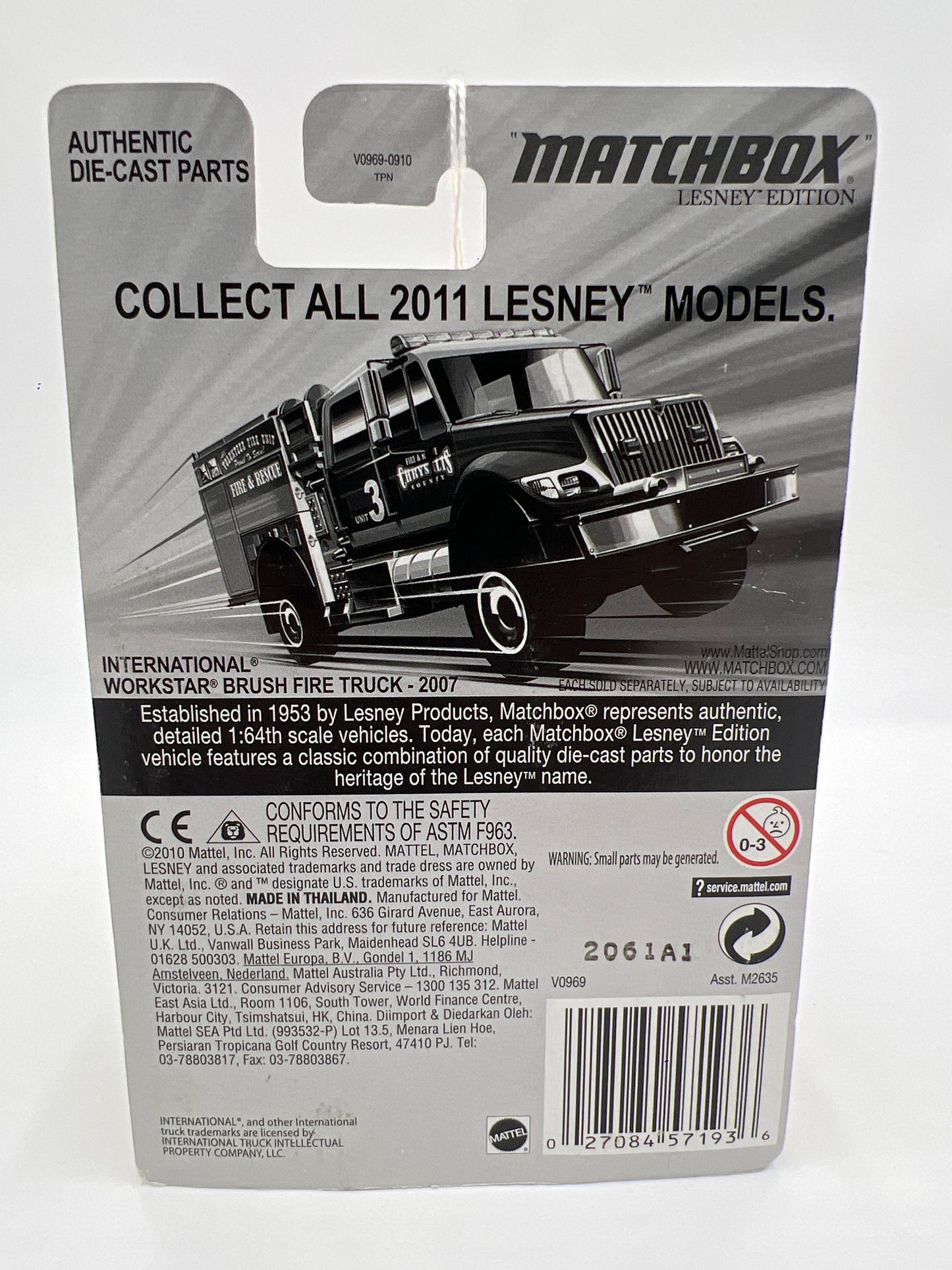 Matchbox Lesley Edition International Workstar Brush Fire Truck 2007 Blue/Yellow