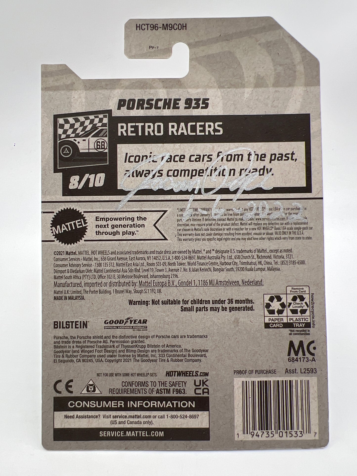 Hot Wheels Porsche 935 Dark Blue Wheel Swap Custom On Card W/Protector SR