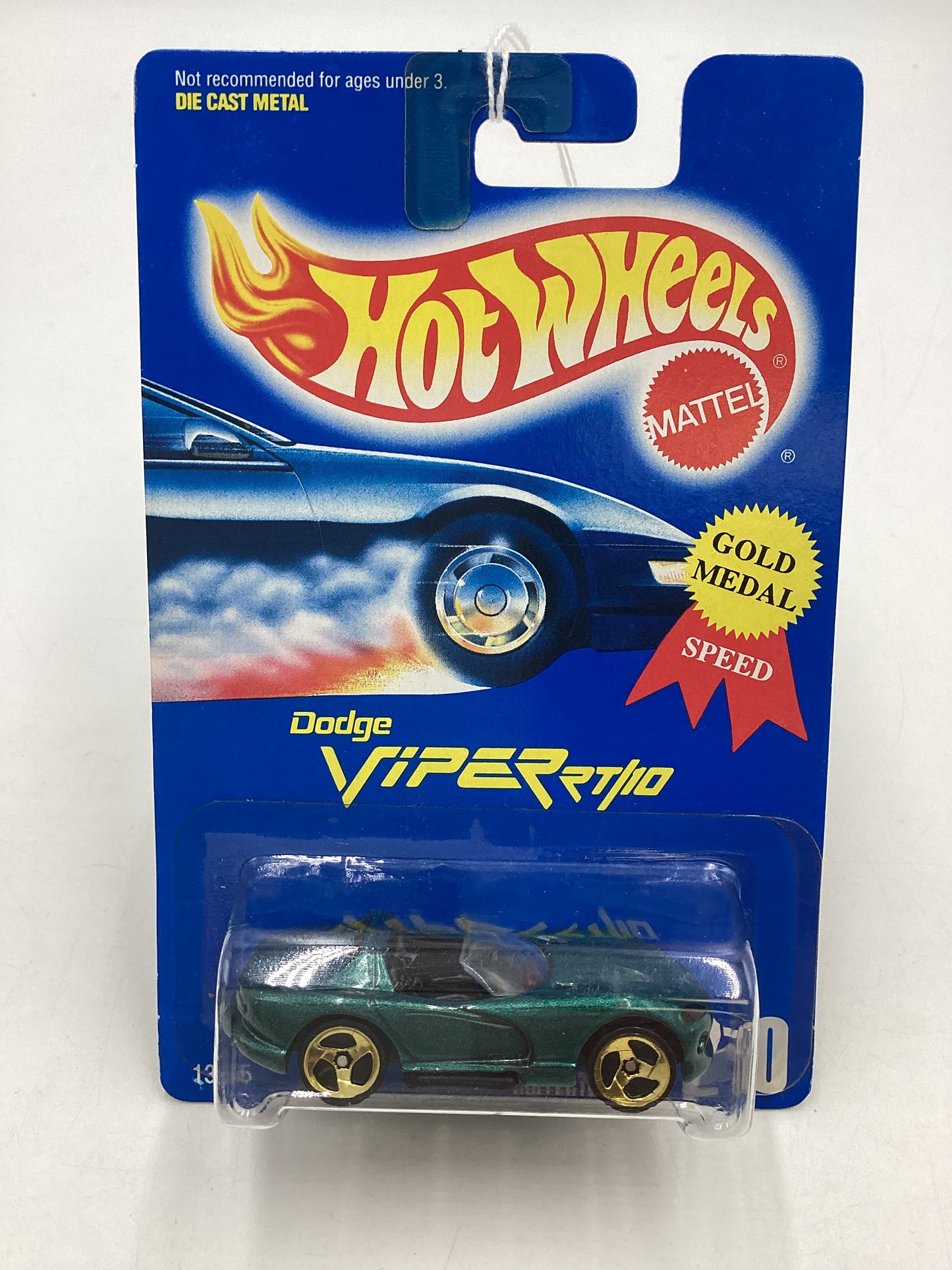 Hot Wheels Blue Card Collector No. 210 Dodge Viper R/T 10 Green 3SP Gold Wheels 240F