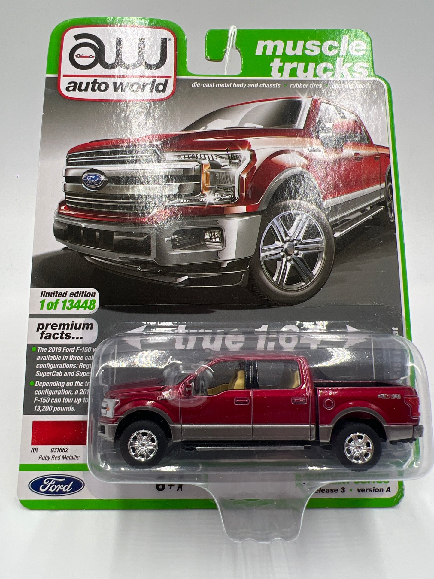 Auto World Muscle Trucks Release 3 Version A 2019 Ford F-150 Lariat Red 183C