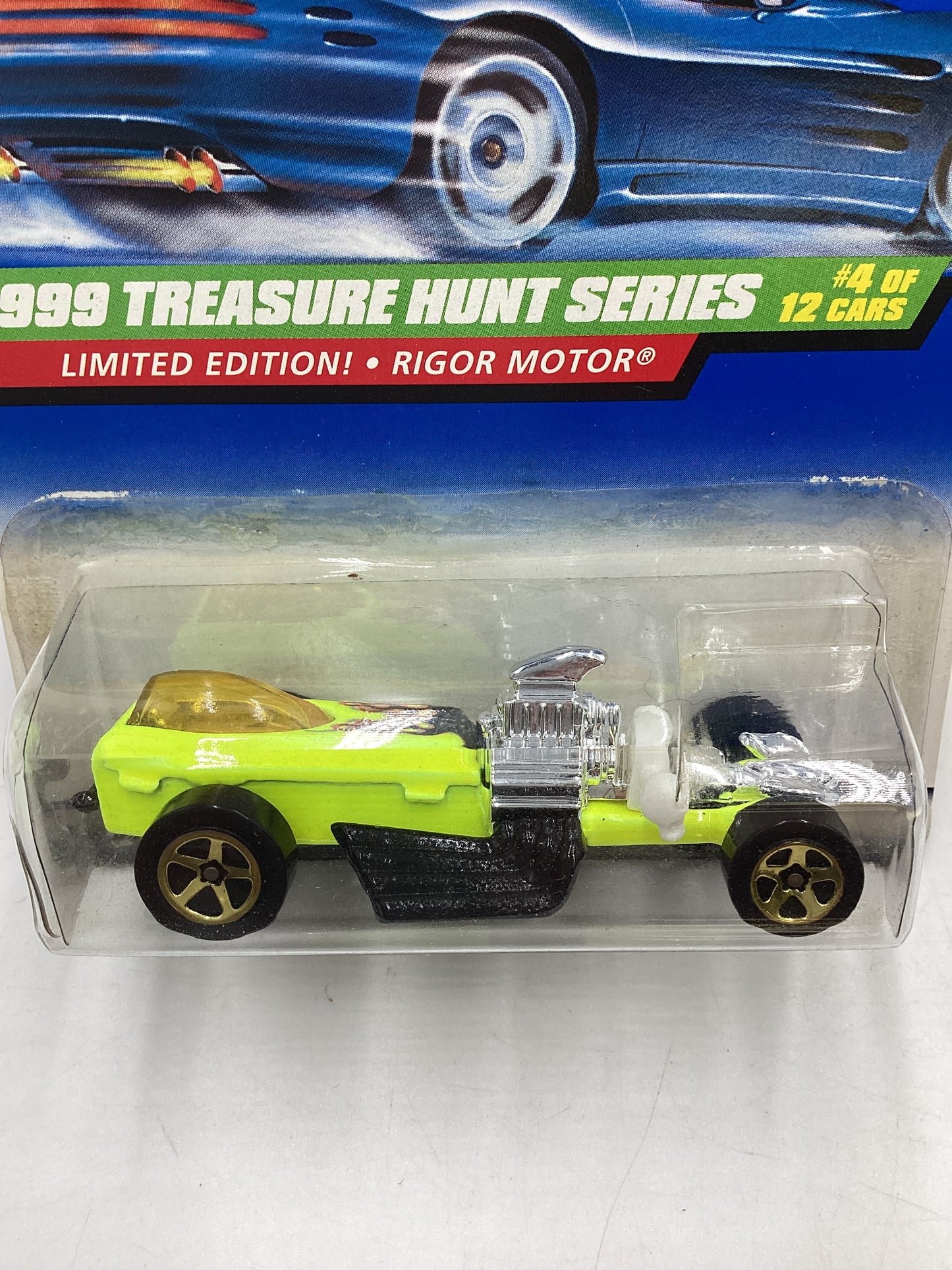 1999 Hot Wheels Treasure Hunt Series 4/12 Rigor Motor #932 (Cracked Blister) 277O