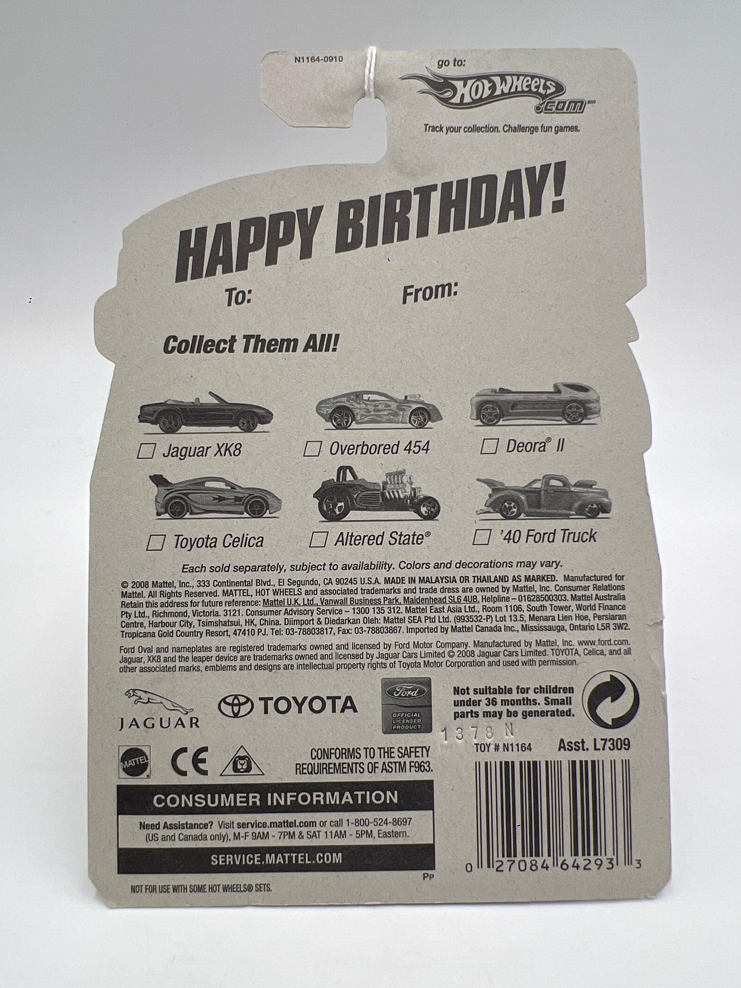 Hot Wheels Happy Birthday Card Toyota Celica Gold 153A