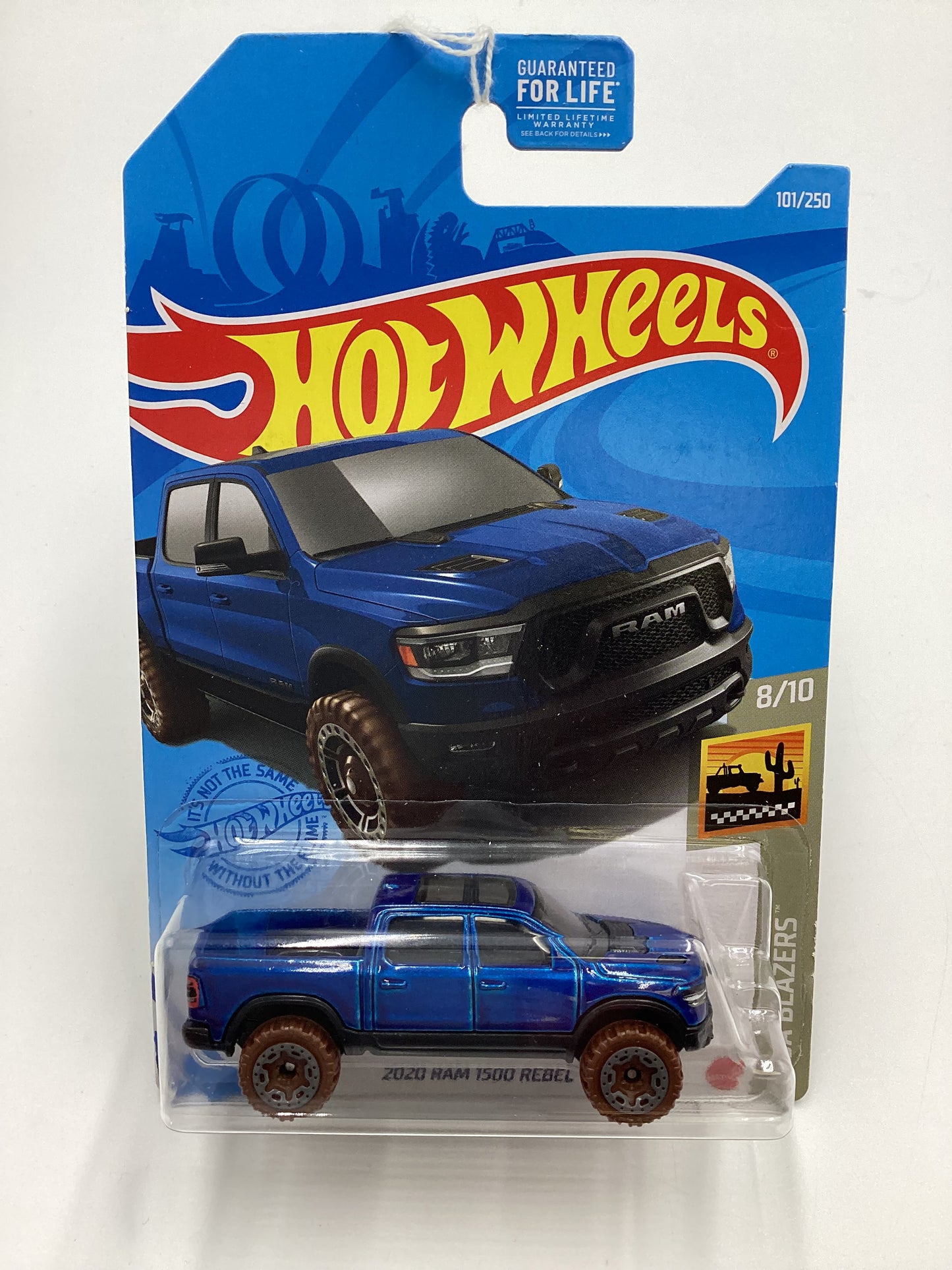2021 Hot Wheels #101 2020 Ram 1500 Rebel Blue cracked blister 38H