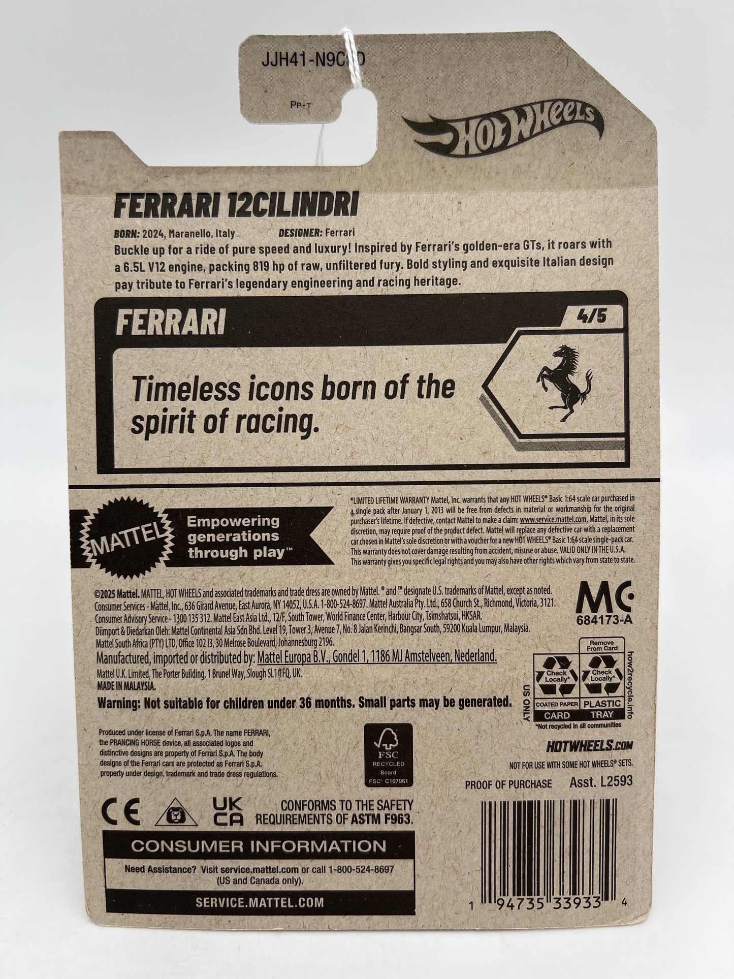 2026 Hot Wheels D E Case #94 Ferrari 12Cilindri Red