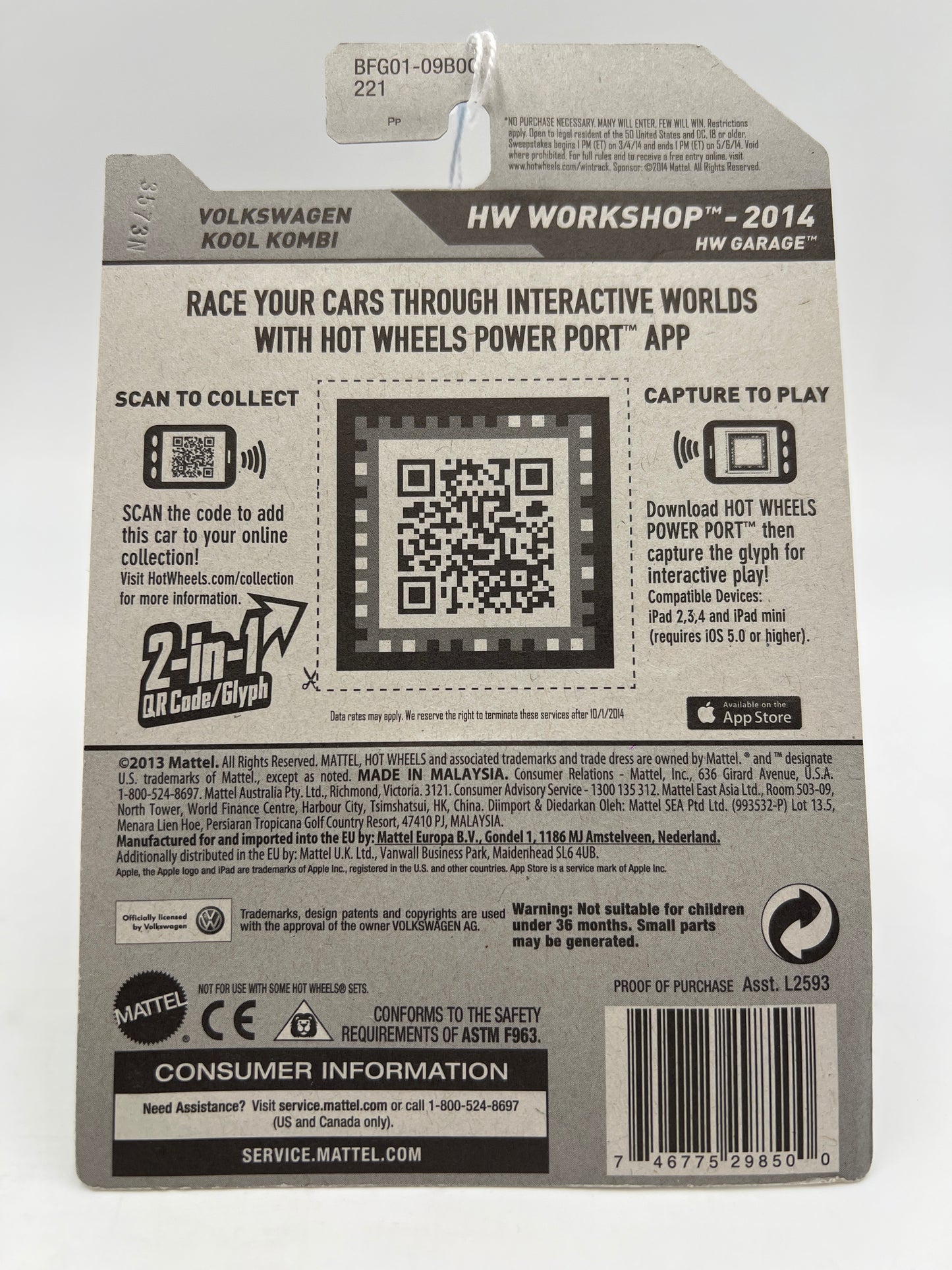 2014 Hot Wheels Workshop #201 Volkswagen Kool Kombi Blue 98A