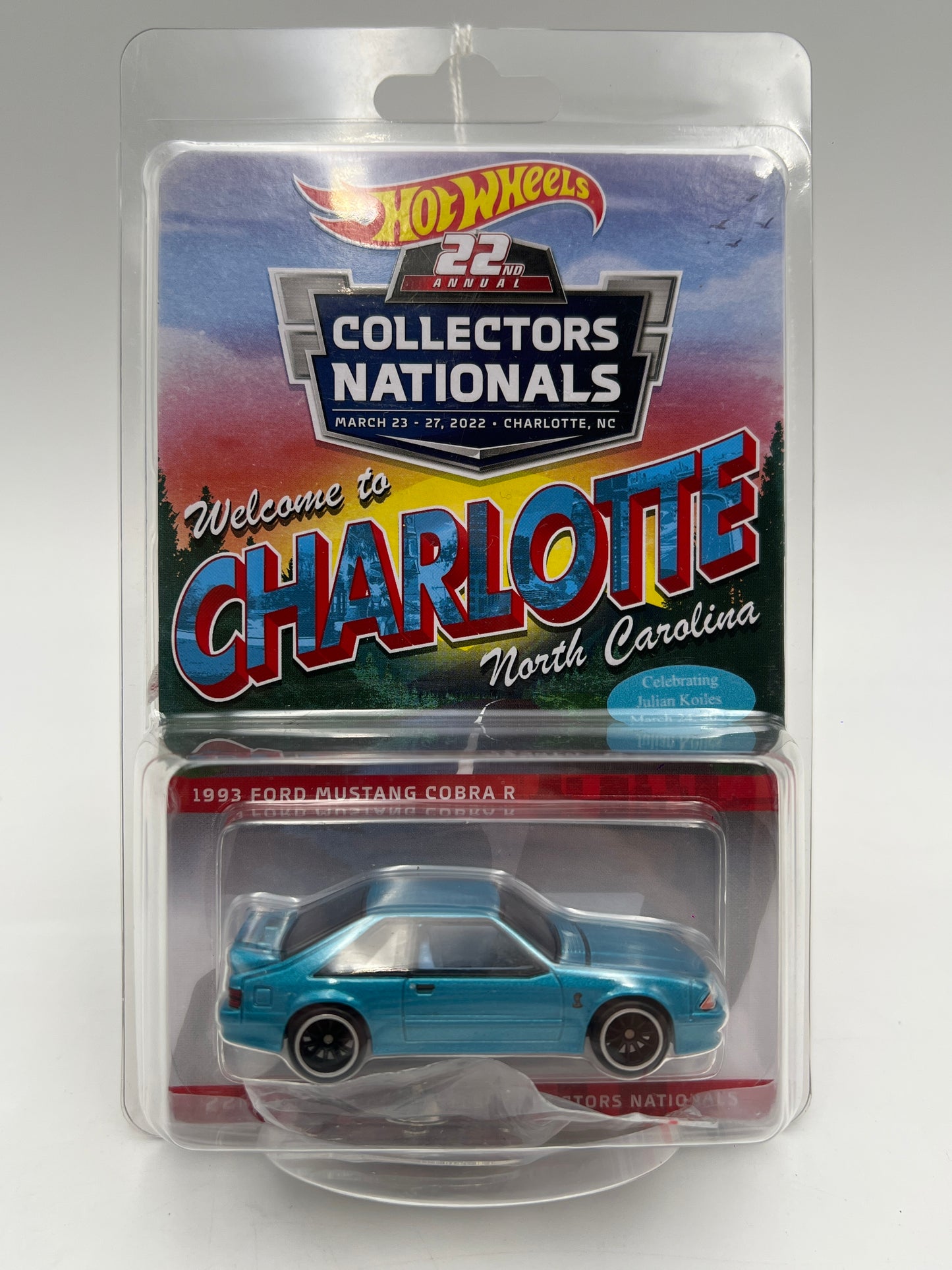 2022 Hot Wheels 22th Collectors Nationals Dinner Sticker 1993 Ford Mustang Cobra R W/Patch & Pin W/Protector