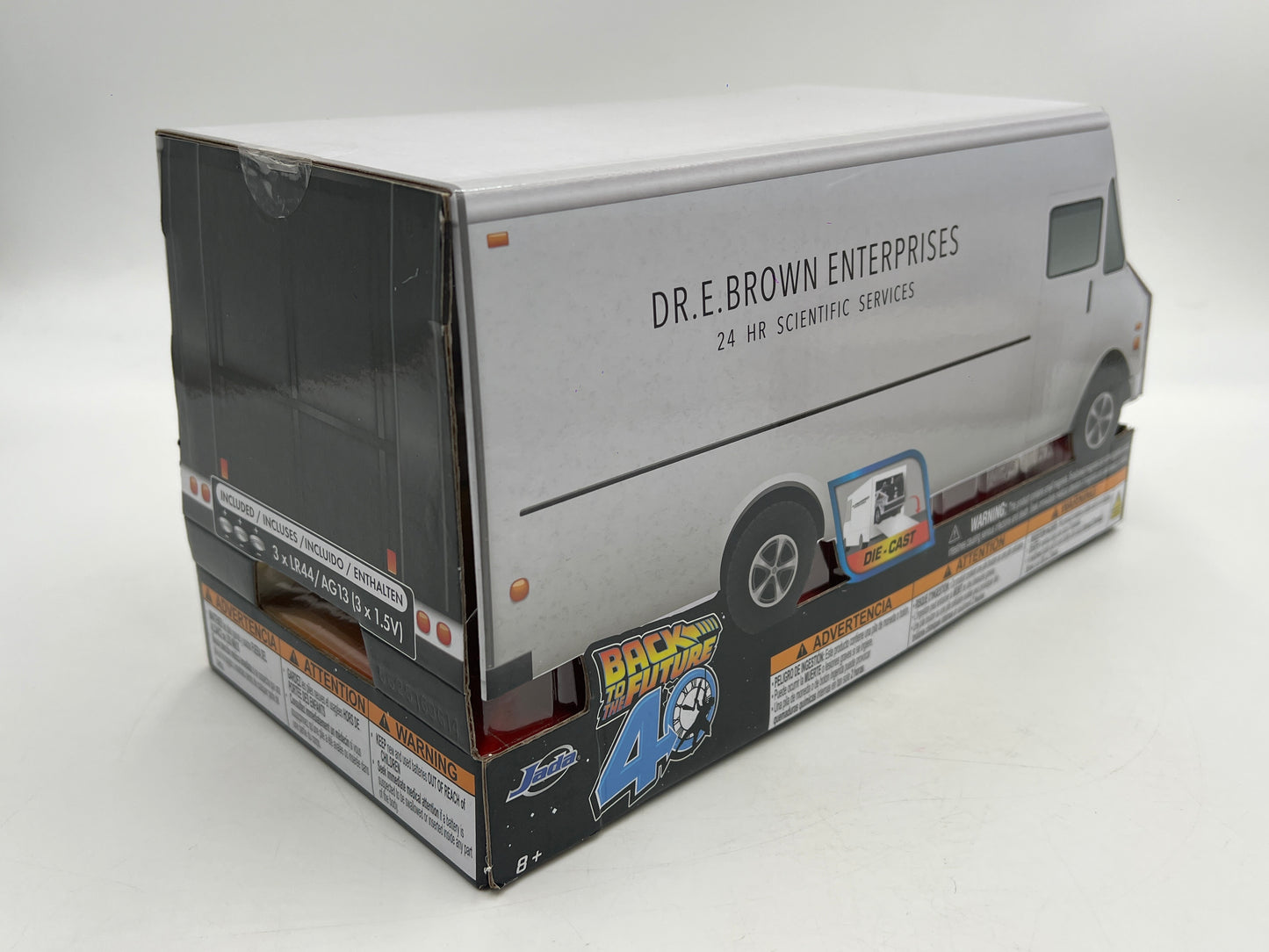 Jada 1/24 Scale Back To The Future 40 Years Edition Time Machine DMC DeLorean W/Lights & Truck Package