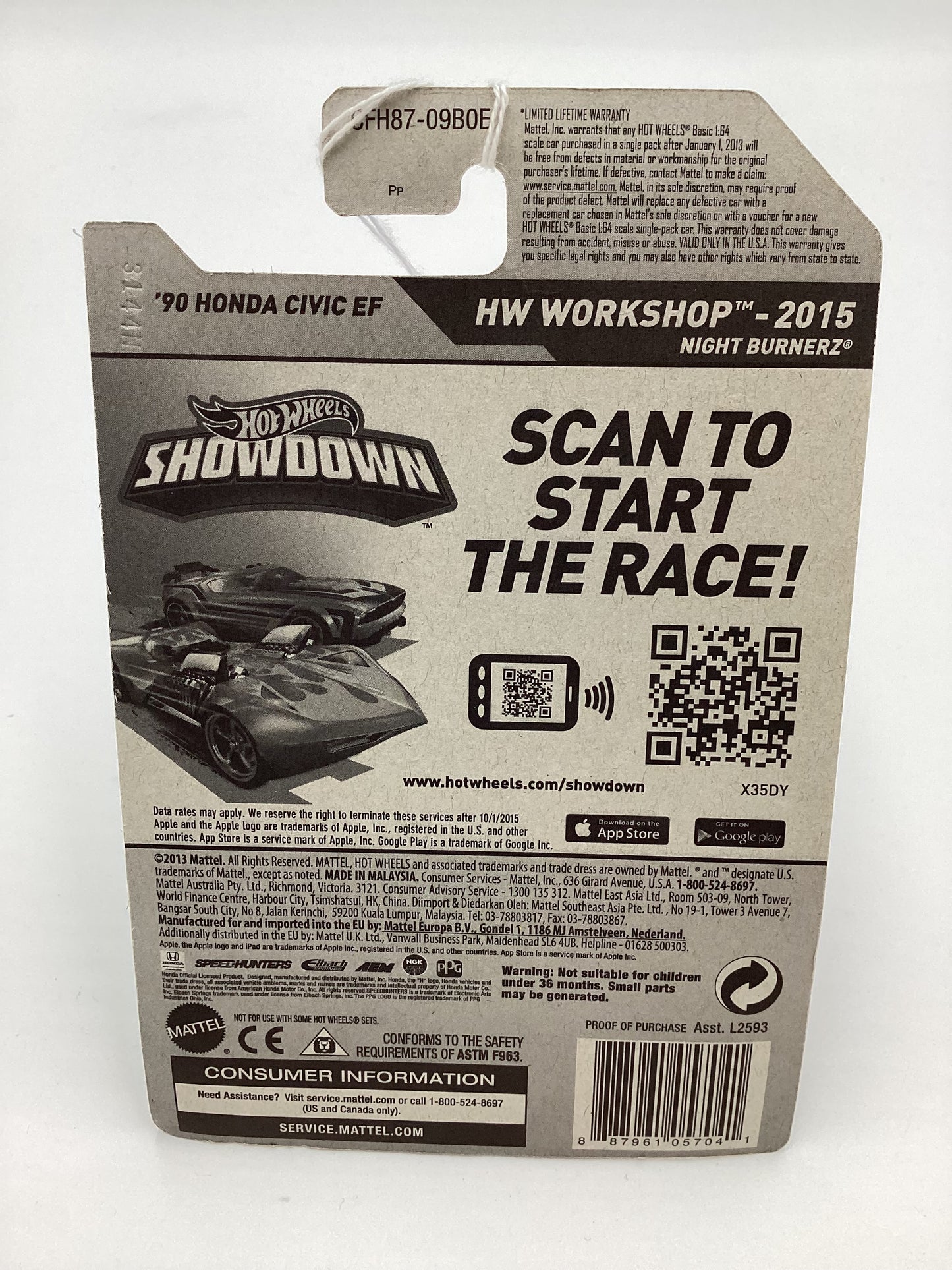 2015 Hot Wheels #197 90 Honda Civic EF Black