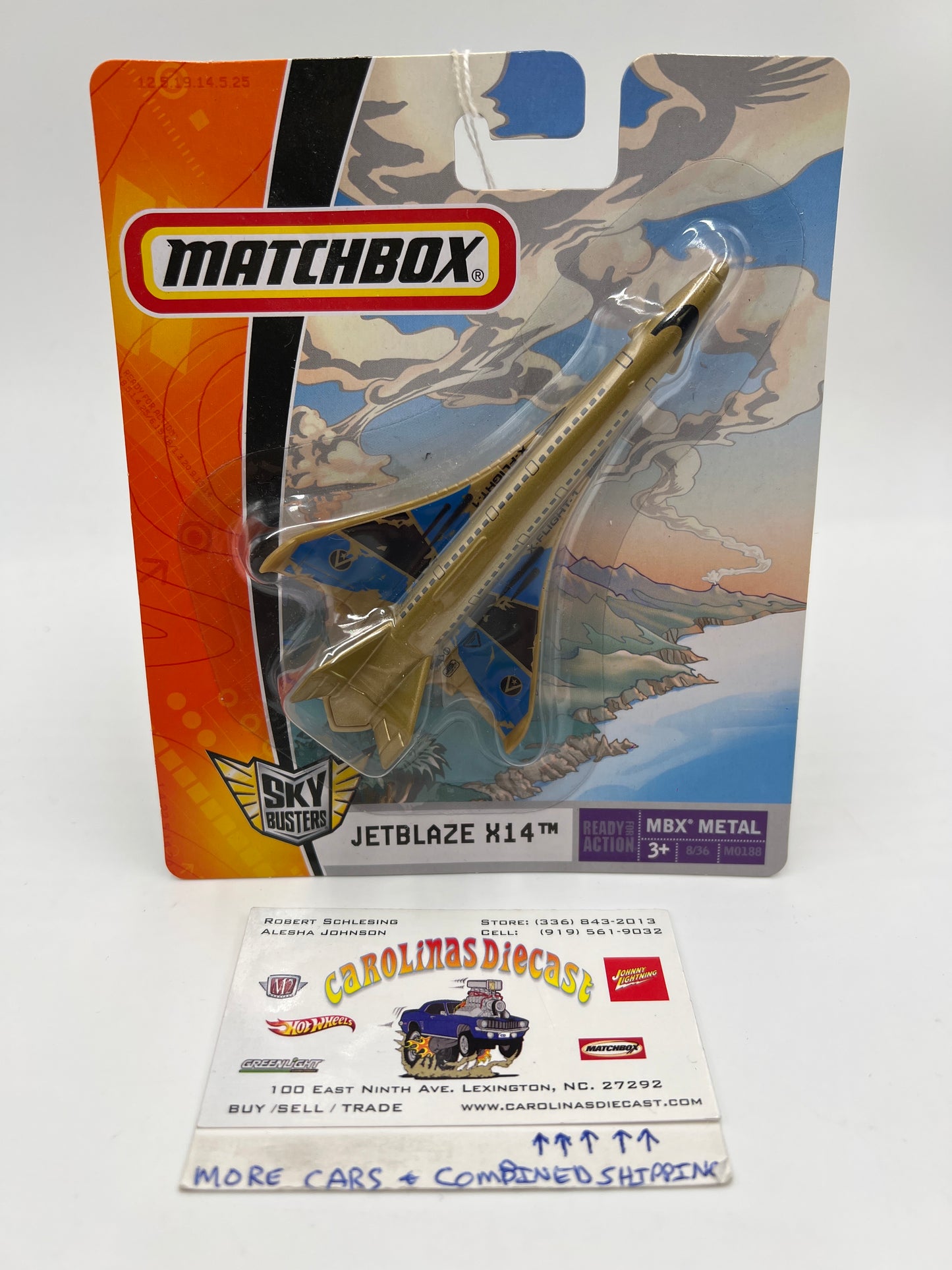 Matchbox Sky Busters MBX Metal #8 Jetblaze X14 Gold WW7