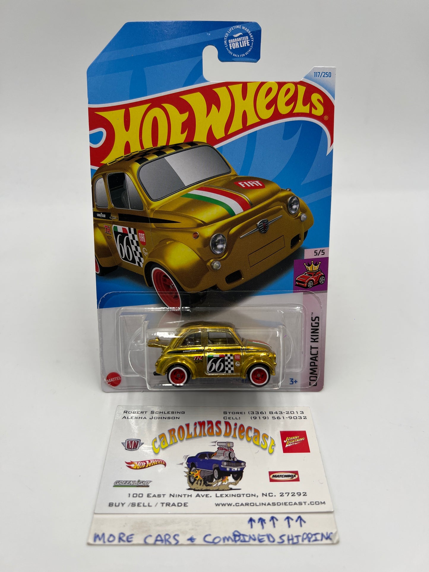 2024 Hot Wheels Super Treasure Hunt #117 60s Fiat 500D Modificado Gold W/Protector