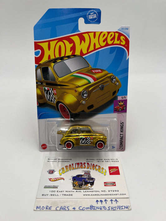 2024 Hot Wheels Super Treasure Hunt #117 60s Fiat 500D Modificado Gold W/Protector