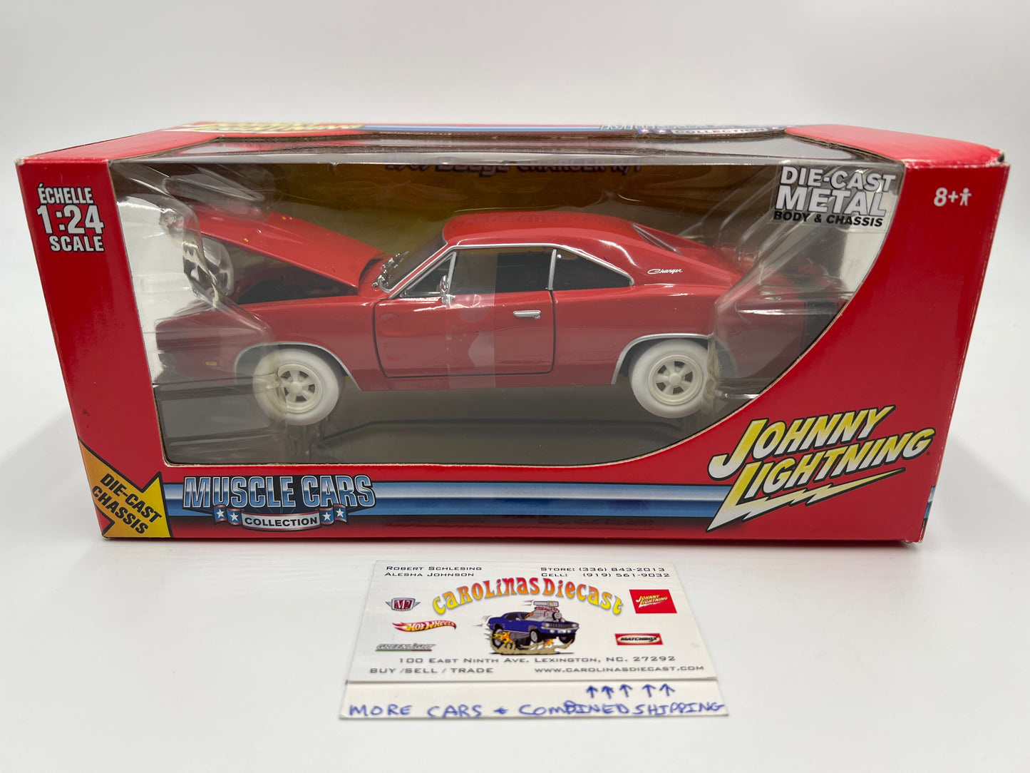 Johnny Lightning 1:24 Scale White Lightning Chase Muscle Cars 1969 Dodge Charger R/T Red VHTF