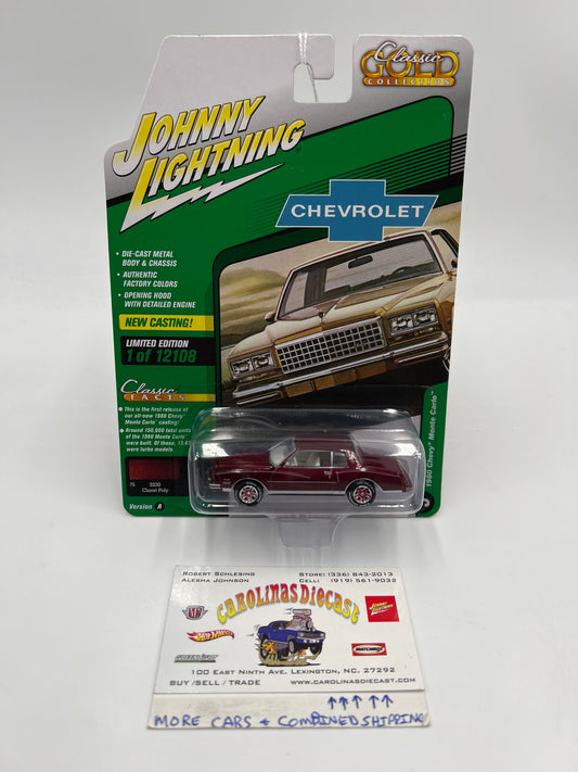 Johnny Lightning Classic Gold White Lightning Chase 1980 Chevy Monte Carlo Dark Red
