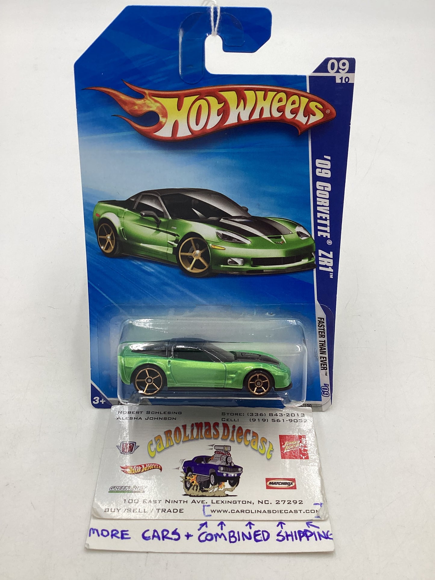 2009 Hot Wheels #135 09 Corvette ZR1 Green 18D