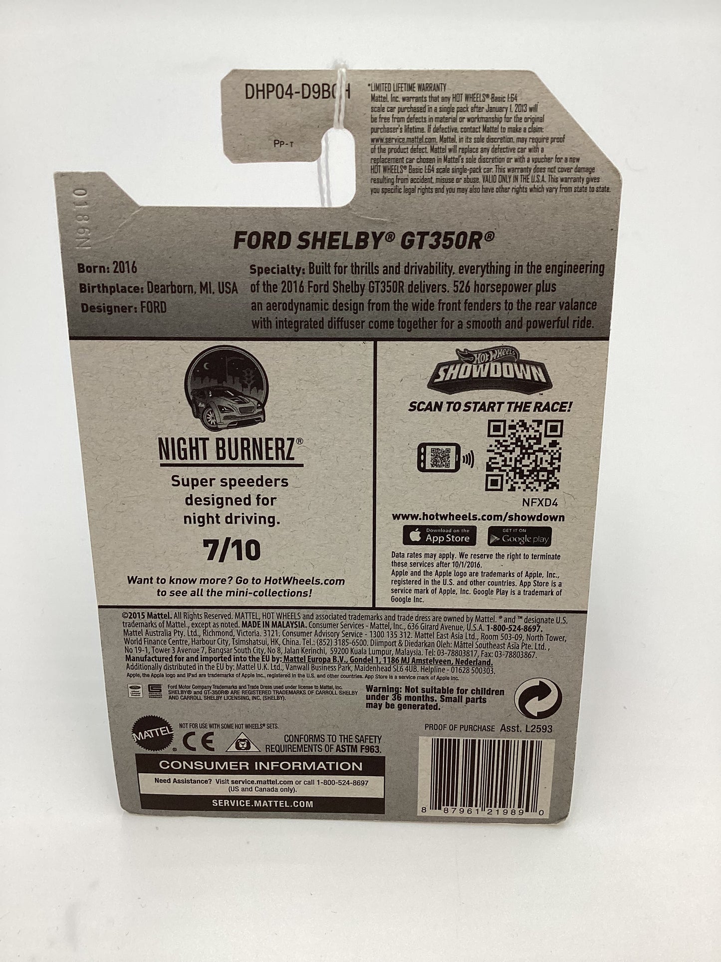 2016 Hot Wheels #87 Ford Shelby GT350R Blue 32A