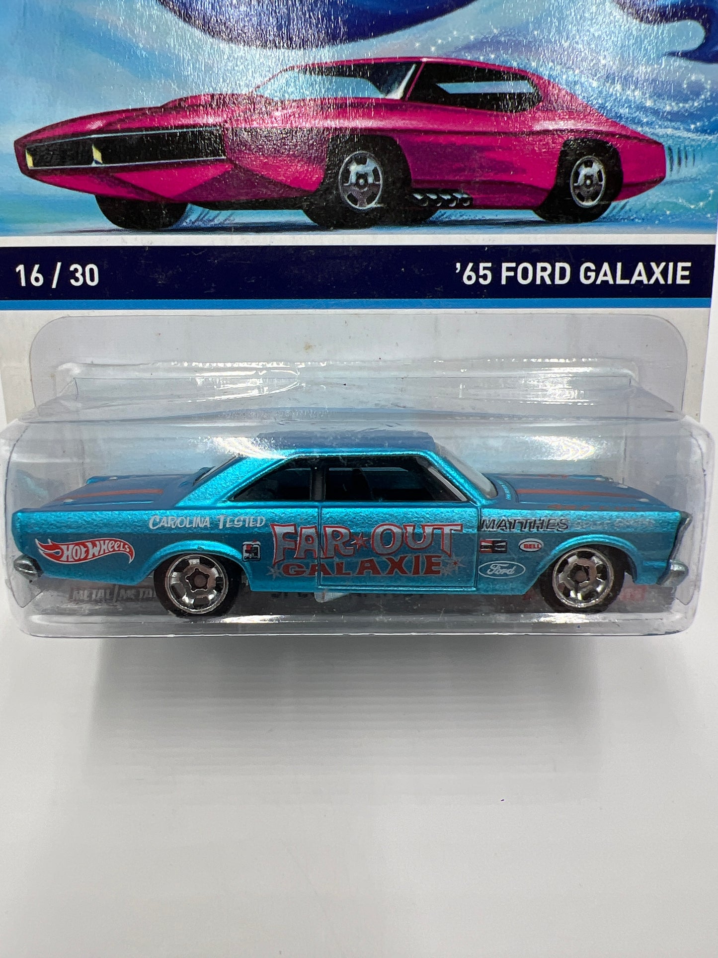 Hot Wheels Cool Classics #16 65 Ford Galaxie Spectrafrost Blue Bad Card SR