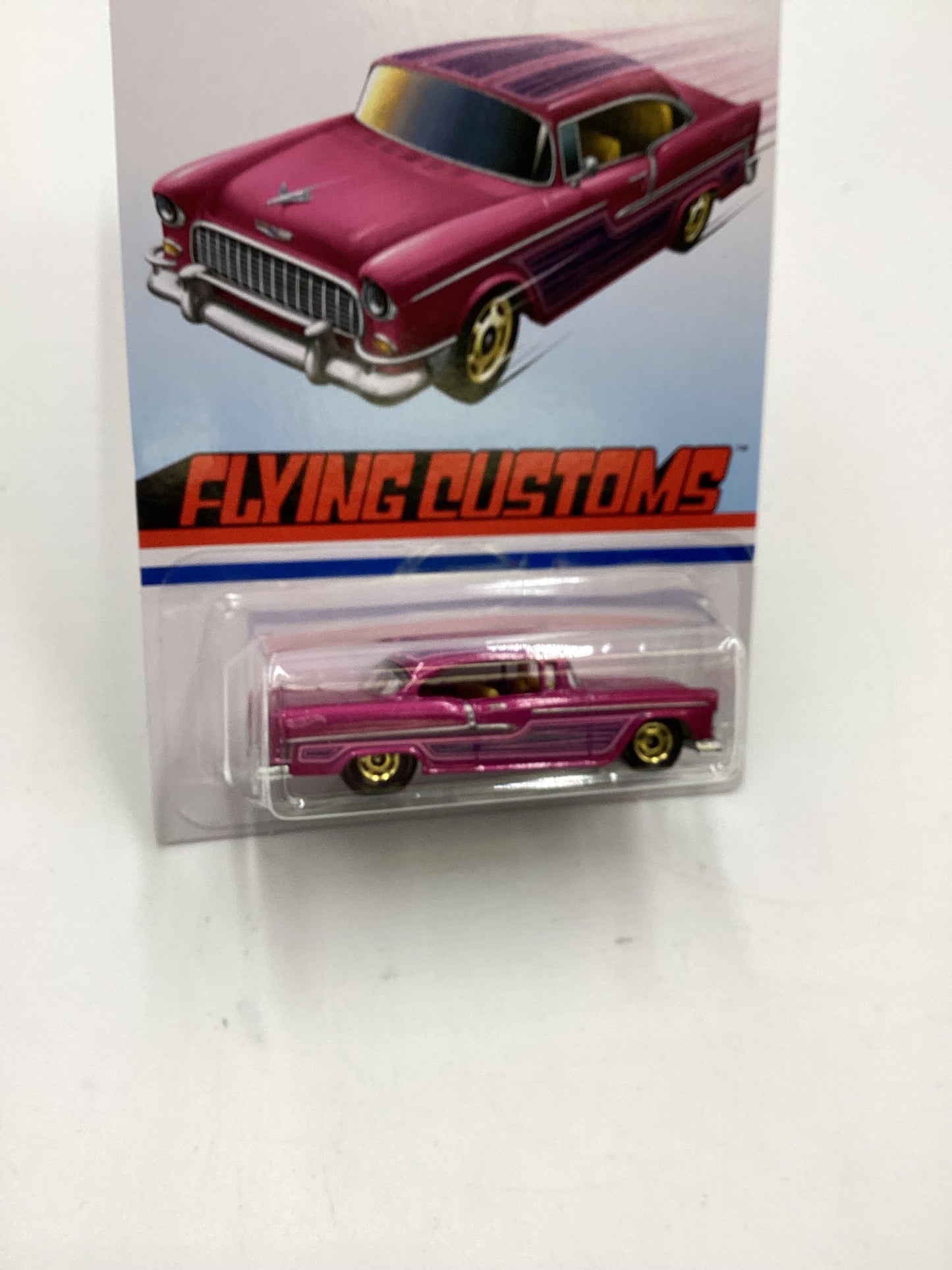 Hot Wheels Target Exclusive Flying Customs 55 Chevy Pink Cracked Blister