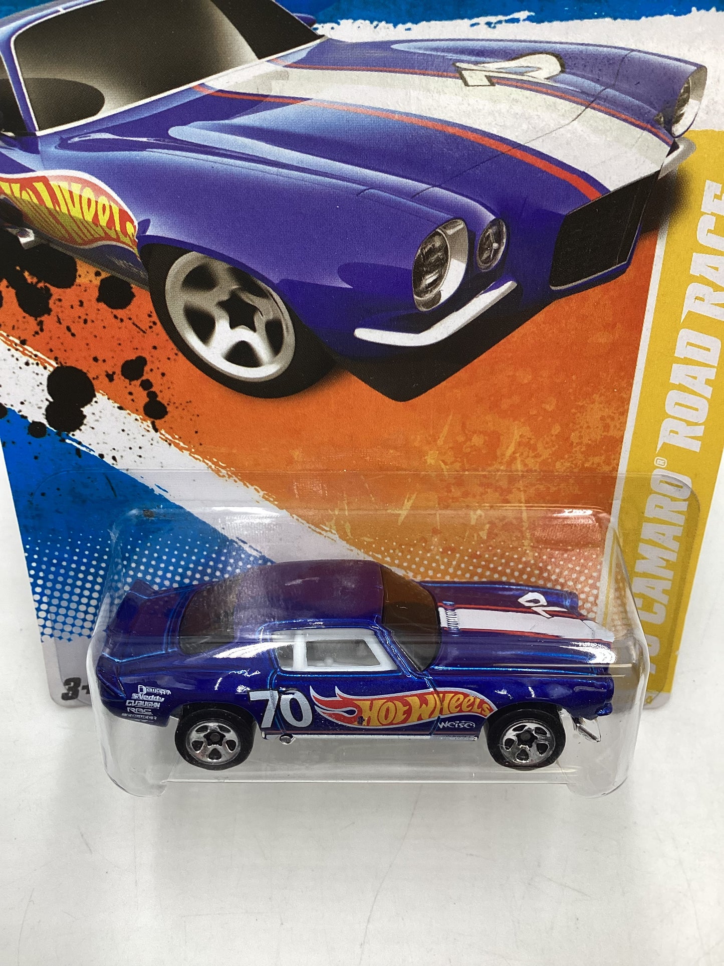 2011 Hot wheels #047 Blue 70 Camaro Road Race 6E