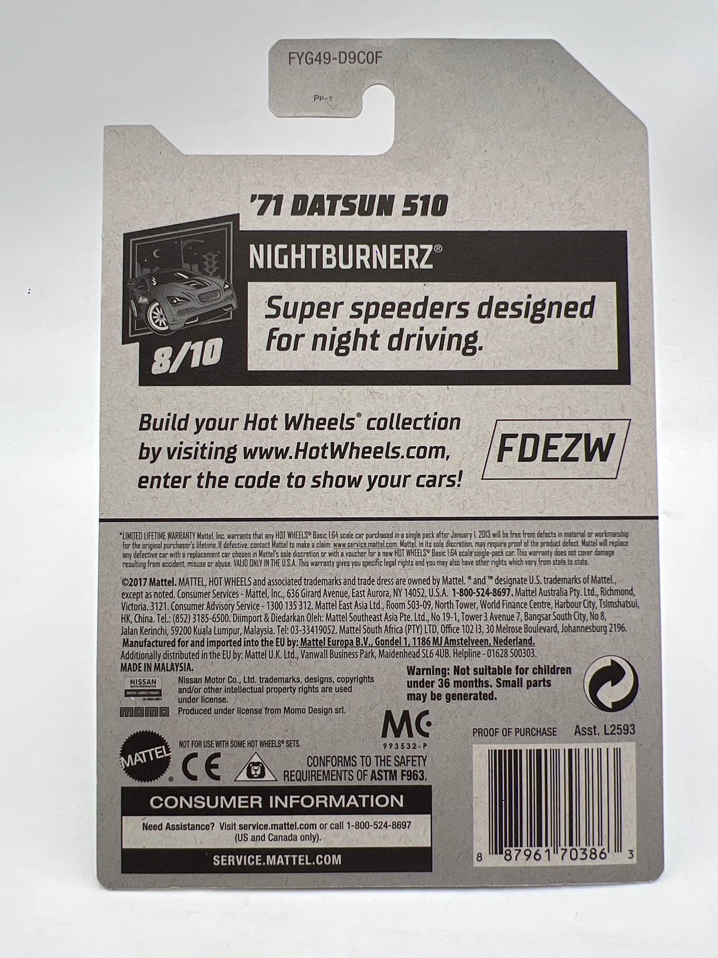 2019 Hot Wheels Factory Sealed Kmart Exclusive #97 71 Datsun 510 Momo Black W/Protector