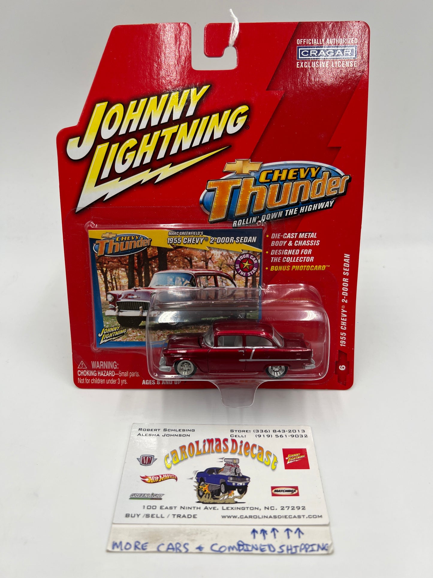 Johnny Lightning White Lightning Chase Chevy Thunder #6 1955 Chevy 2-Door Sedan Red