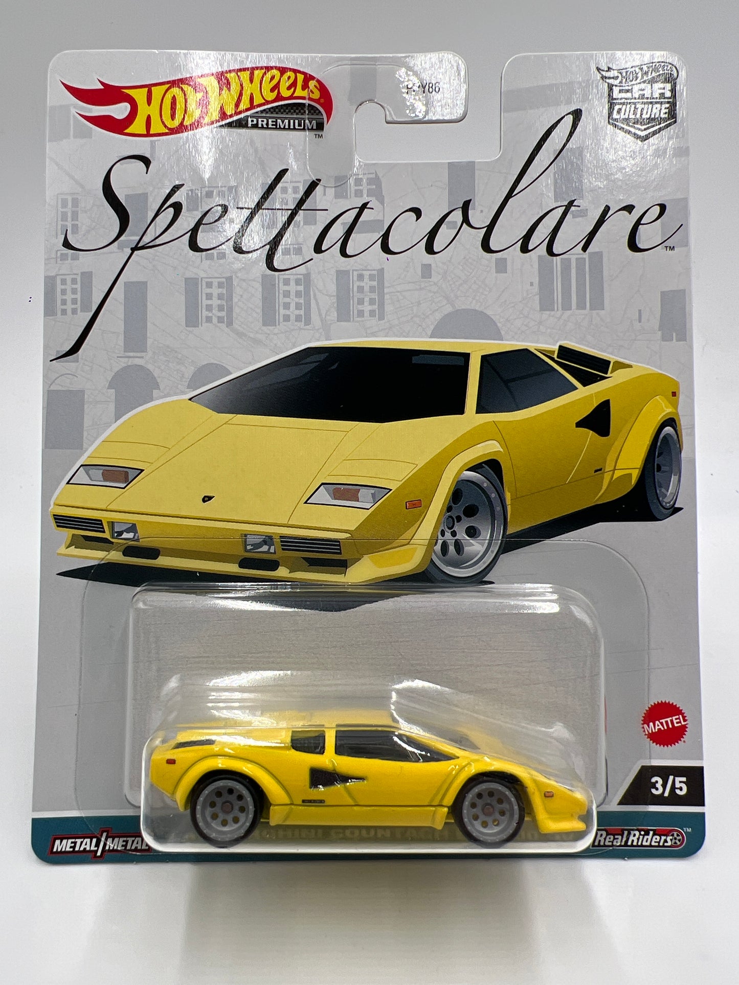 Hot Wheels Premium Spettacolare #3 Lamborghini Countach LP 5000 QV Yellow 255D