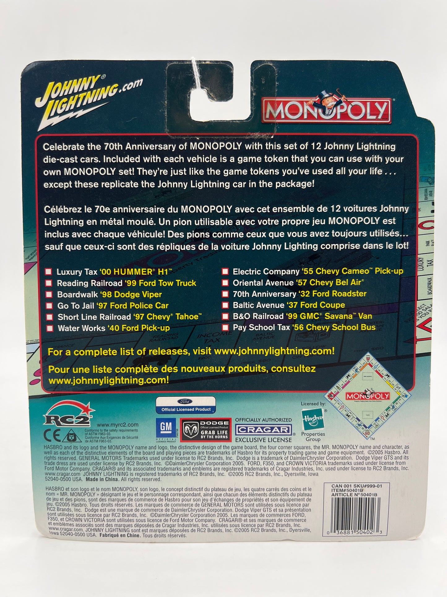 Johnny Lightning Monopoly 70th Anniversary 1940 Ford Pickup Blue 188F